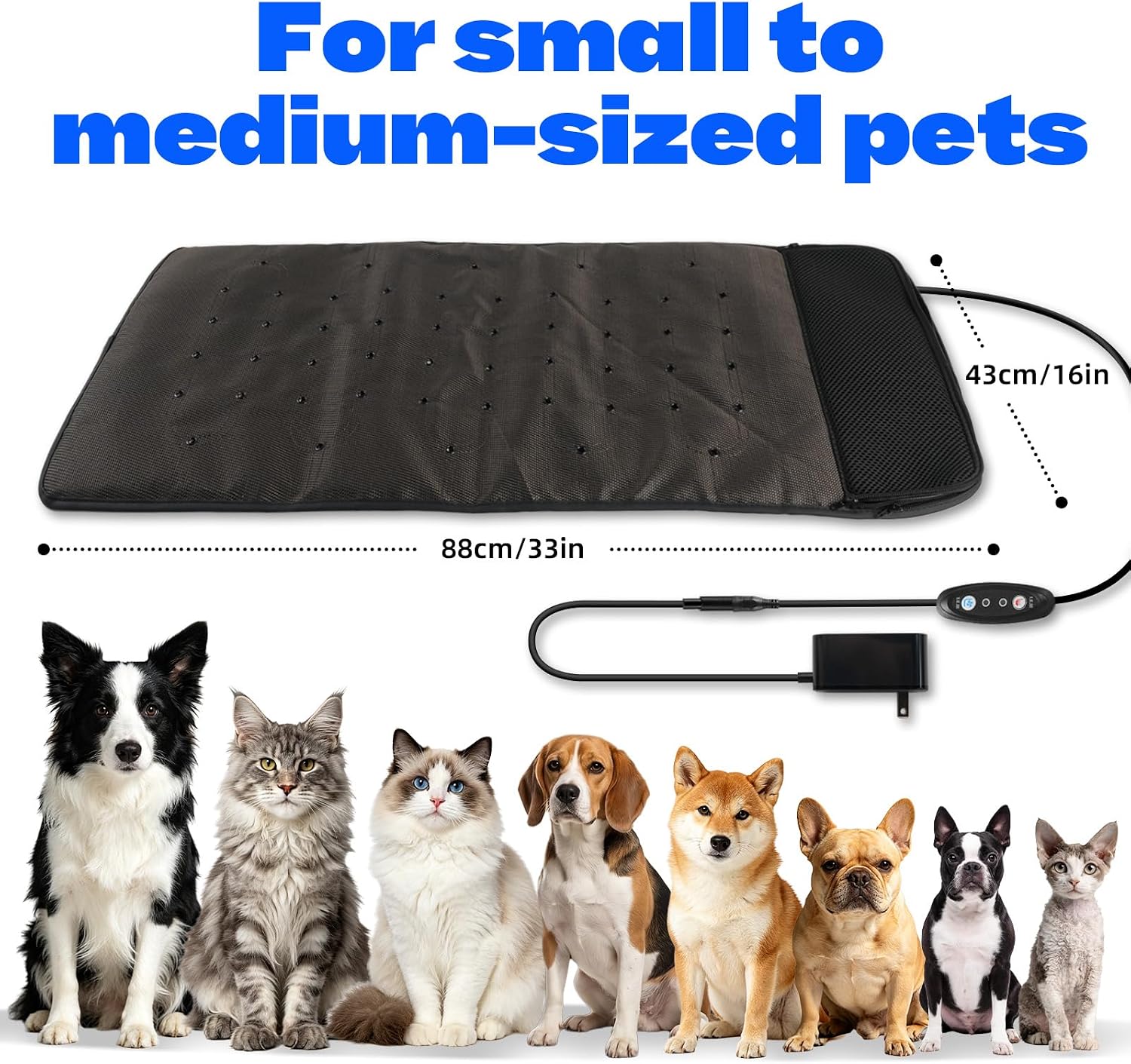 Electric Pet Cooling & Heating Pad, 33"x16" Large Dog Ventilated Mat with Fan, Cat Heating Pad, Winter Warm Dog Pad & Cooling Cat Mat for Indoor Pet Beds & Furniture Outdoor Cat Houses, 3 Levels - Image 2