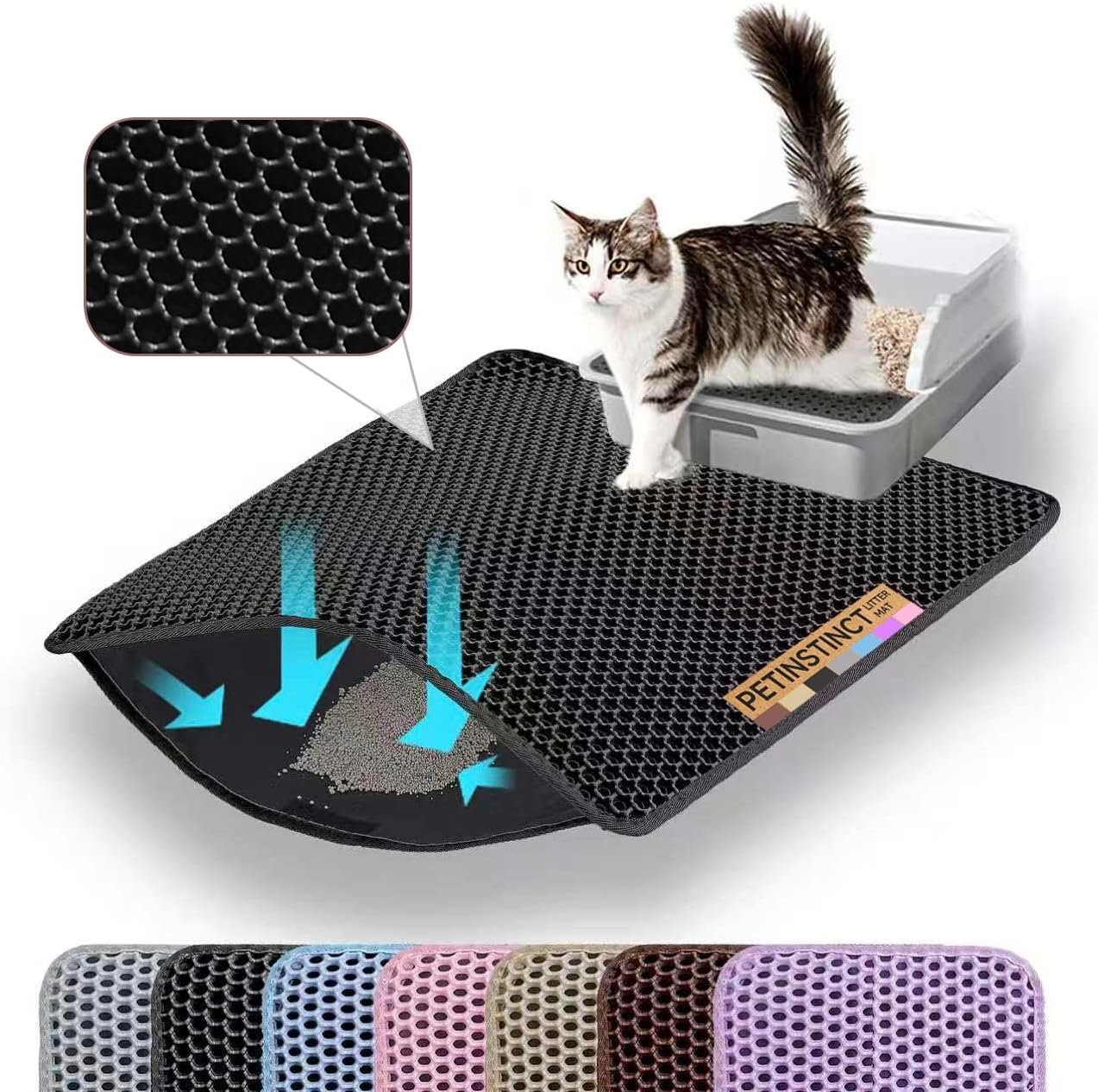 Cat Litter Mat, Double Layer Honeyc...