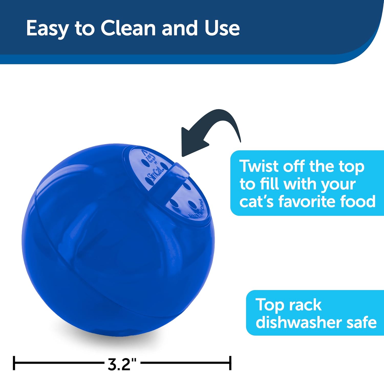 PetSafe Slimcat Feeder Ball Cat Toy, Blue | Interactive Puzzle Game for Your Cat, Adjustable Openings Control Portion & Feed Speed, Slows Fast Eaters, Improve Digestion - Image 2