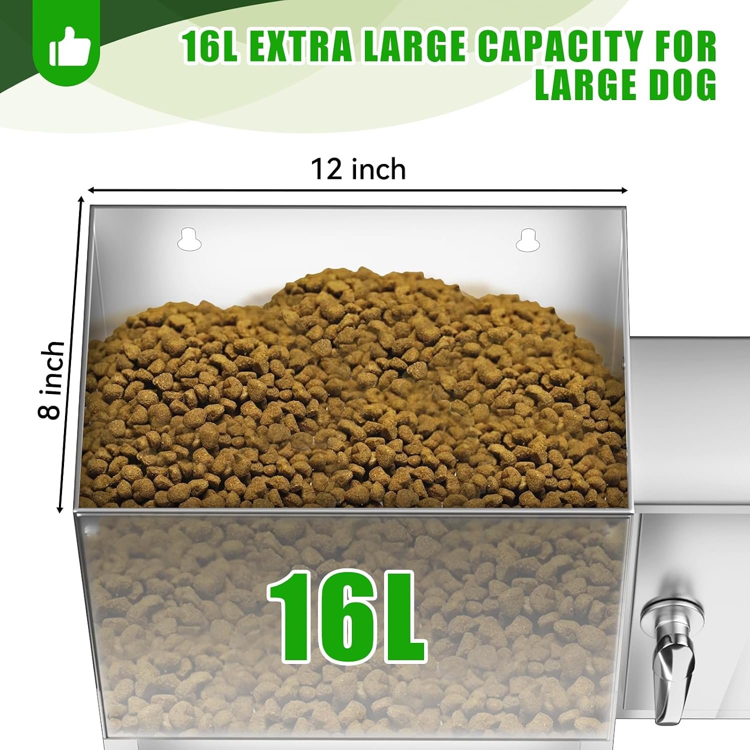 Chipak 16L Large Automatic Dog Feeder with Timer, Stainless Steel Pet Food Dispenser W/Programmable Feeding Schedule for Large Breed Dogs or Cats - Image 3
