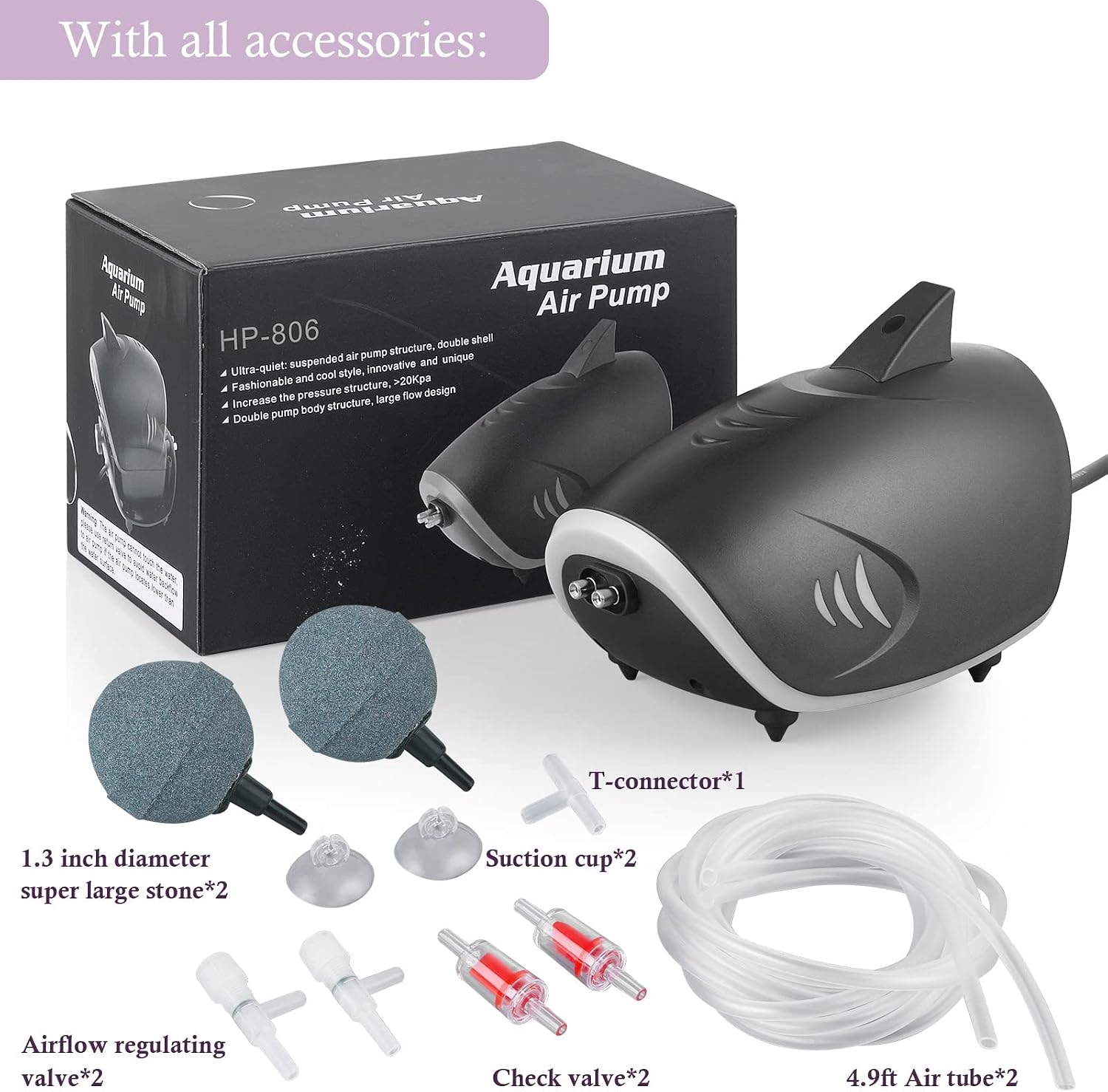 HITOP 6W Silent Aquarium Air Pump - 160GPH Large Air Volume Fish Aerator, Adjustable Oxygen Pump for Fish Tank up to 300 Gallon - Image 5