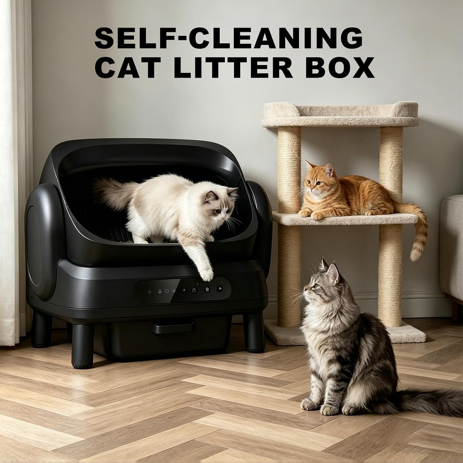 XXXL Automatic Cat Litter Box for Large Cats, Open Top Self Cleaning Litter Box with Smart Health Monitoring, Multi-Cat Friendly, 20L Extra Large Bin, Leak-Proof & Odor Control - Image 7