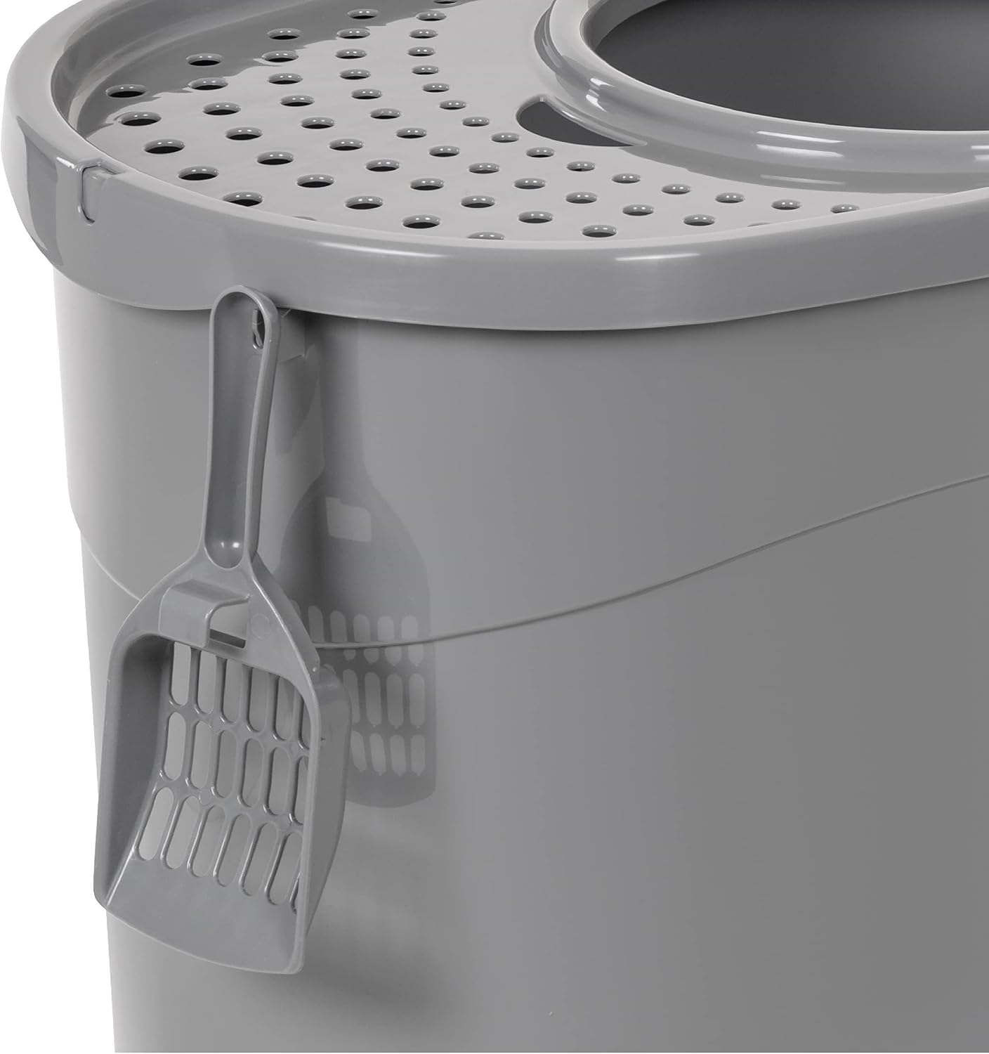 Amazon Basics Large Cat Litter Box with High Sides, Top Entry, Odor Control, Includes Scoop, 20.5 x 14.75 x 14.38 inches, Grey - Image 5