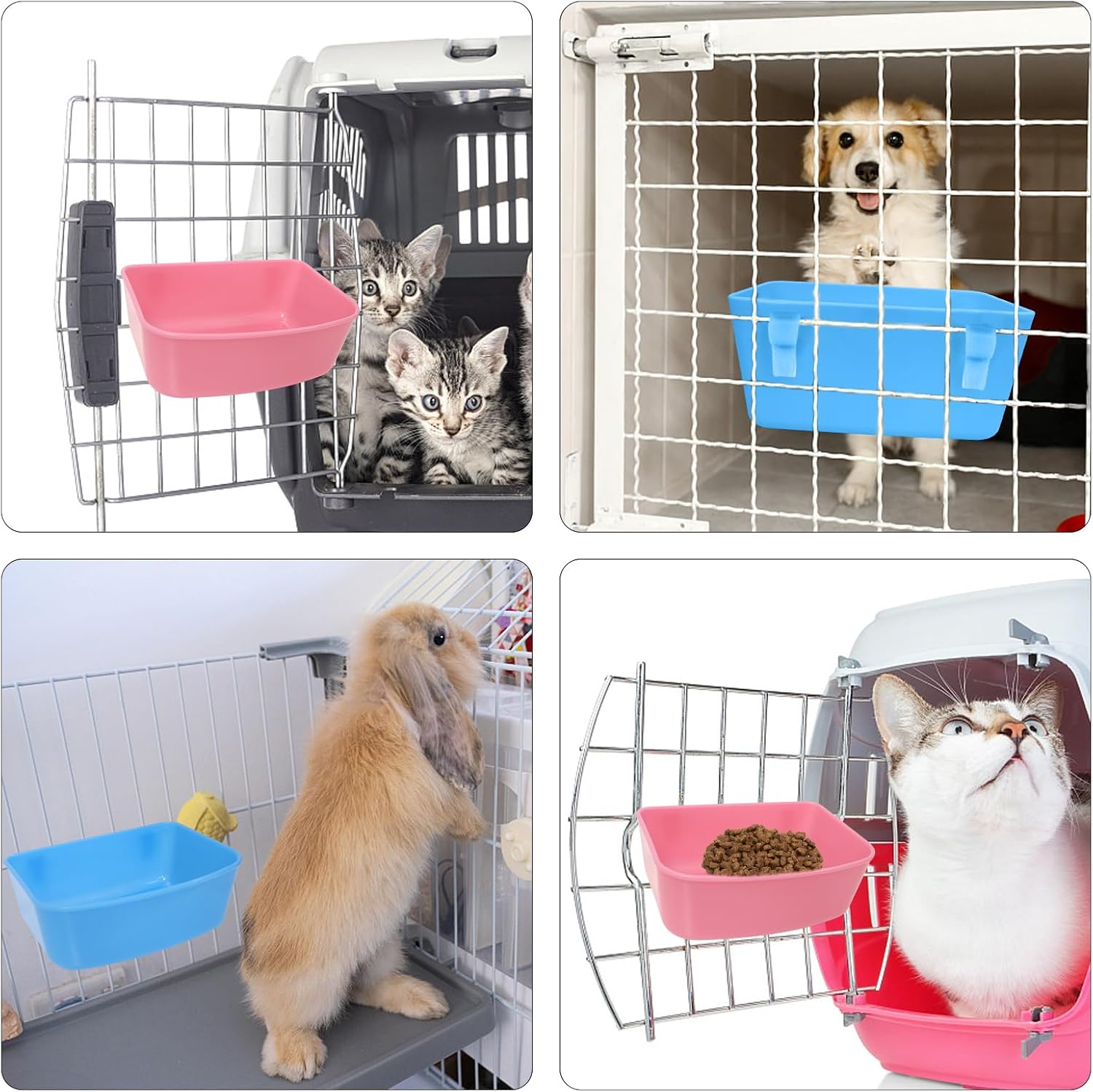 6 Pack Feeder (Blue, Pink), Hanging Feeder,Food and Water Container, Bath Water Bowl Universal for Birds Hamsters Mice Rats Rabbit Guinea Pig Small Pets (S) (S) - Image 4