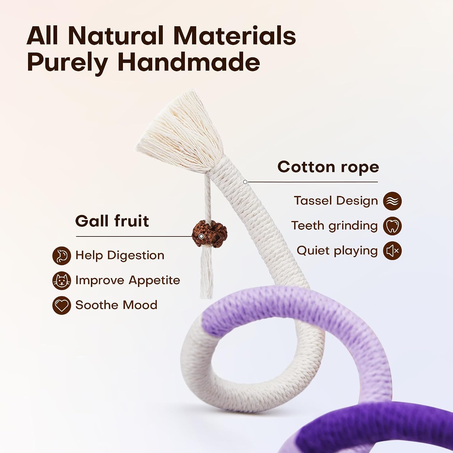 Potaroma Cat Toys Chew Ropes 3Pcs with Refillable Natural Catnip, Safe Teeth Cleaning Toy for Indoor Kittens, Interactive Cat Nip Kitty Toys for All Breeds 19.5 Inches | Safe Teeth Cleaning & Teething for Indoor Kittens, Interactive Cat Nip Kitty Toys for All Breeds 19.5 Inches - Image 3