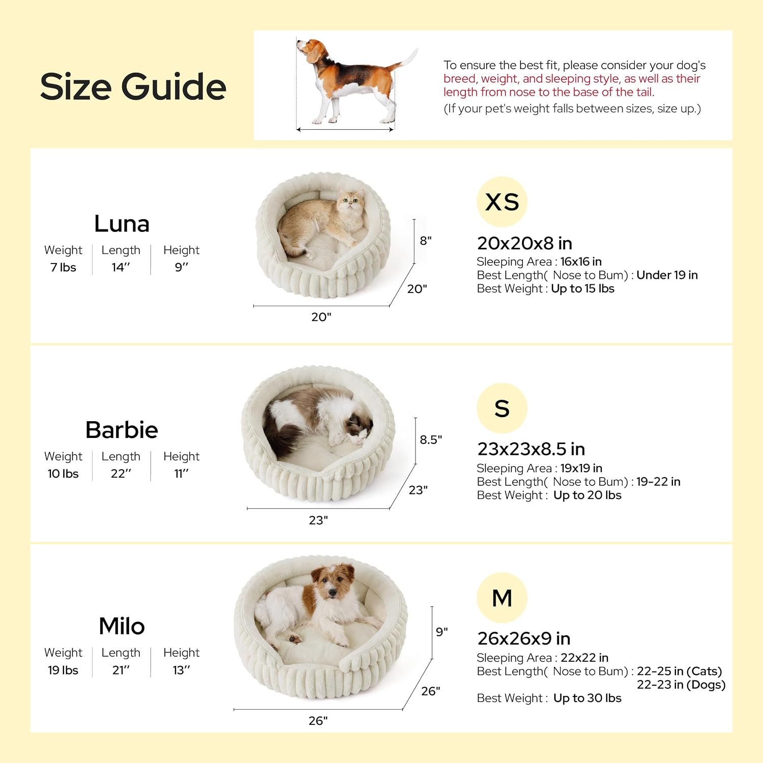 Bedsure ComfyFleece™ Washable Cute Cat Bed,Soft Round Kitten Bed,20in,Cream | Cozy Fluffy Plush Small Dog Bed,Donut Corduroy Cuddler Pet Beds for Small & Large Indoor Cats,Anti-Slip Bottom,Up to 15 Lbs - Image 4