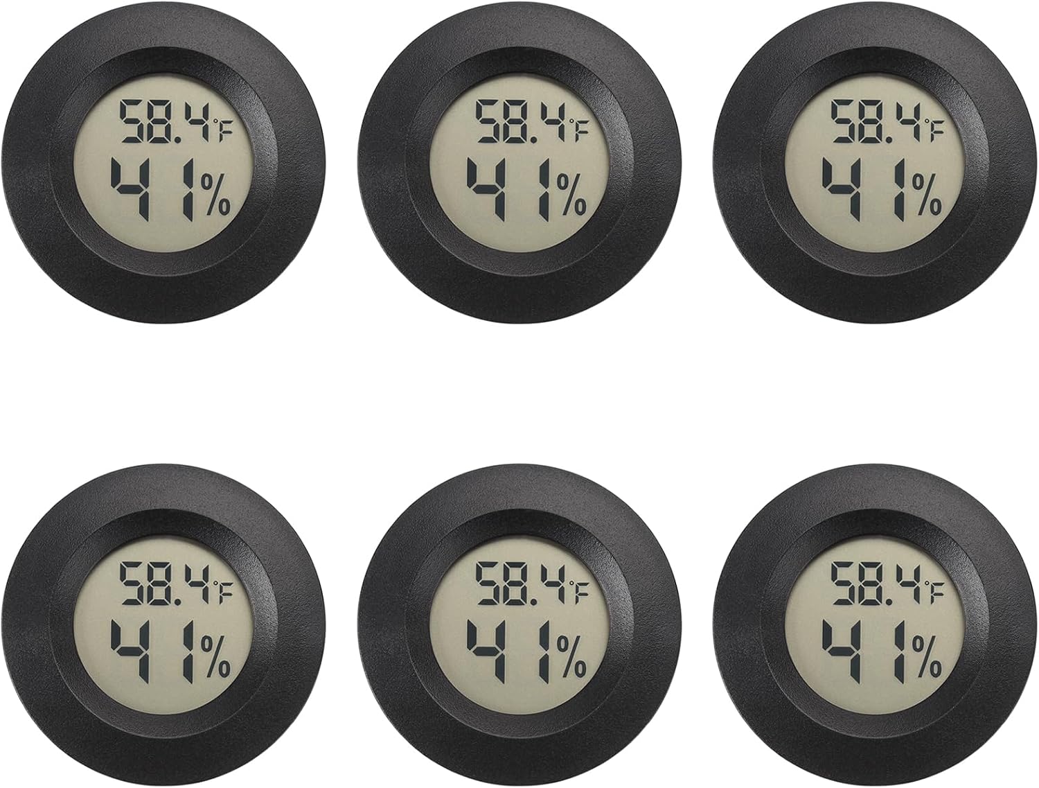 Mini Hygrometer Digital Thermometer Humidity Meter 6 Pack Hygrometer Thermometers Indoor/Outdoor Humidity Monitor Reptile Thermometer for Greenhouse Garden Cellar Fahrenheit(℉)/ Celsius(℃)
