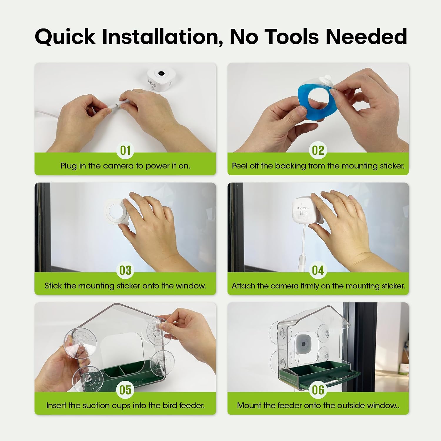 Smart Bird Feeder with Window Camera, 2K HD Camera for Window Viewing, AI BirdSpecies Recognition & Instant Alerts, Sturdy Acrylic Outdoor, Alexa Compatible, Gift for Bird Lovers - Image 8