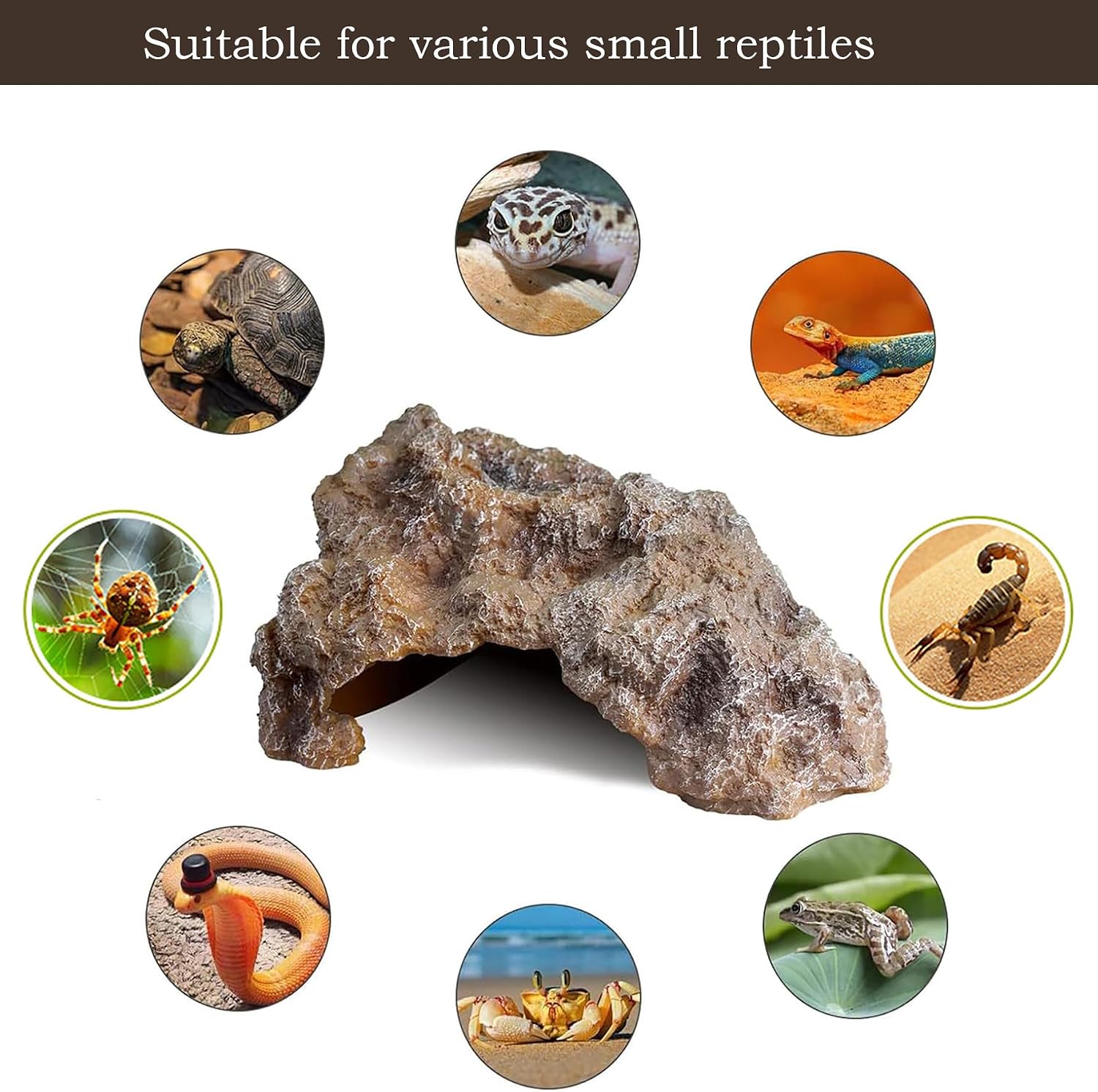 Reptile Hide Cave,Resin Rock Snake Hides for Ball Python, Leopard Gecko Hides, Reptile Tank Accessories for Bearded Dragon, Tarantula, Hermit Crab, Aquarium Cave for Fish Tank Rocks, Terrarium Decor - Image 3