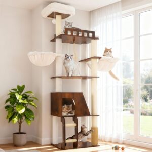 Hey-brother Wooden Cat Tree, 69.7 i...