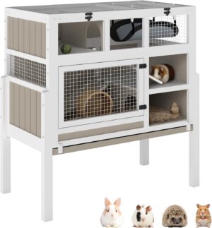 Guinea Pig Cage Indoor, 3-Tier Wood...