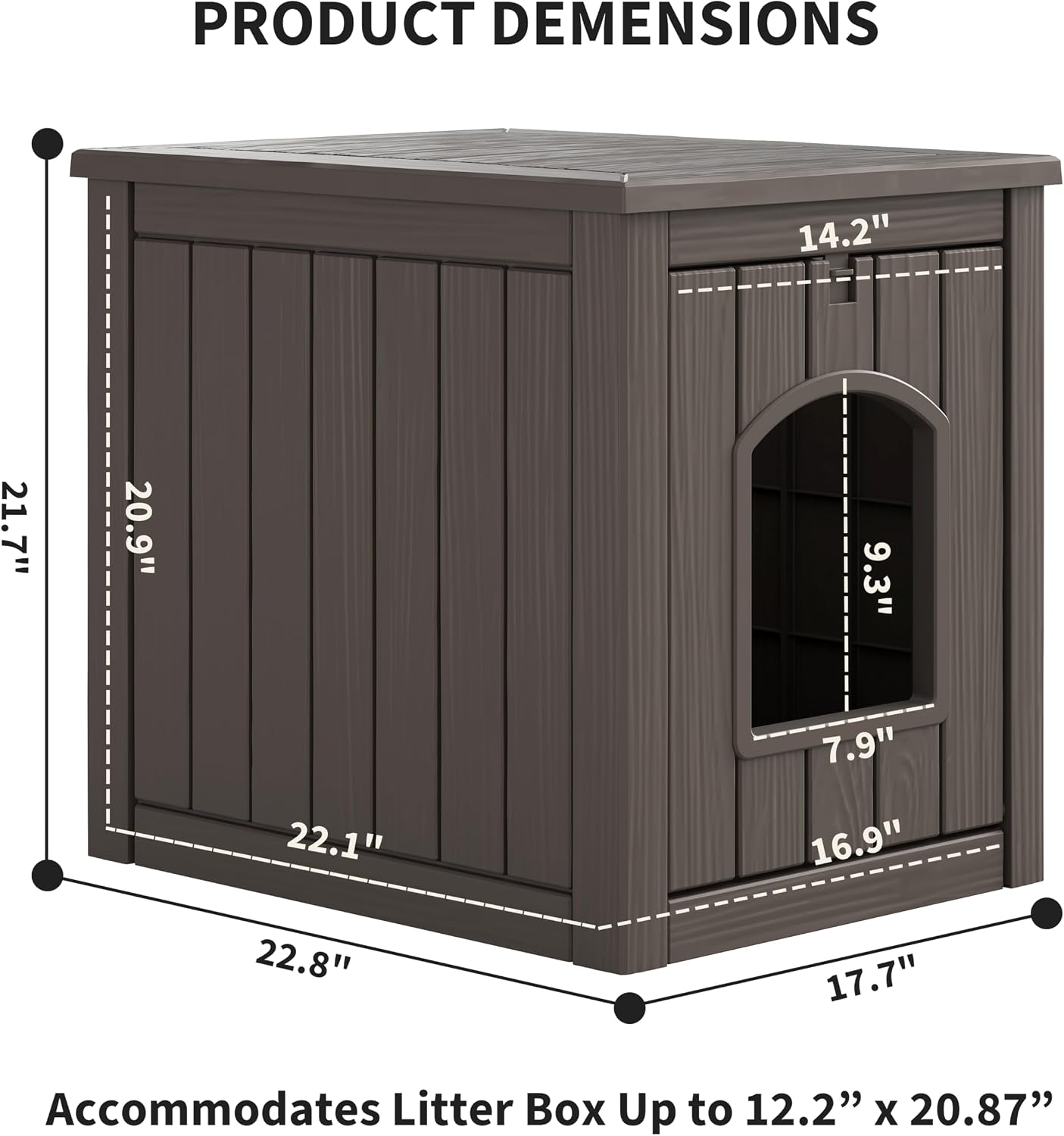 Litter Box Enclosure, Waterproof & Weatherproof Plastic Cat House for Indoor Outdoor Use, Multi-Functional Hidden Litter Box Furniture for Living Room, Backyard, Patio, Garage - Image 2
