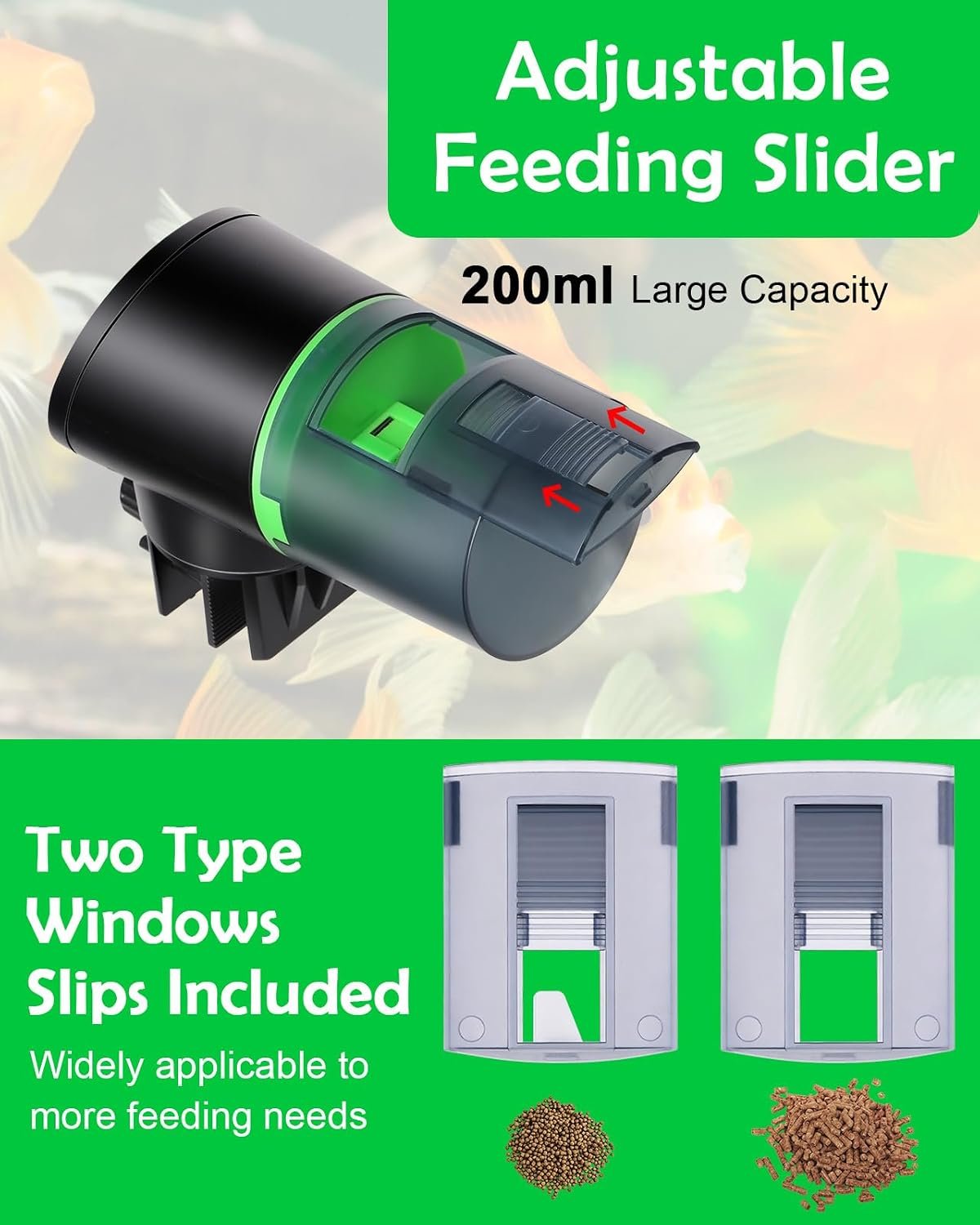 Automatic Fish Feeder for Aquarium - Auto Fish Food Dispenser Rechargeable for Small Large Tank with USB Charger Cable,12/24/48H Interval Esay Set Up (Black, CY-019) | 200ML USB-C Rechargeable Auto Food Dispenser for Flakes & Pellets, Vacation Feeding for Small Tank Betta Koi Turtle - Image 3