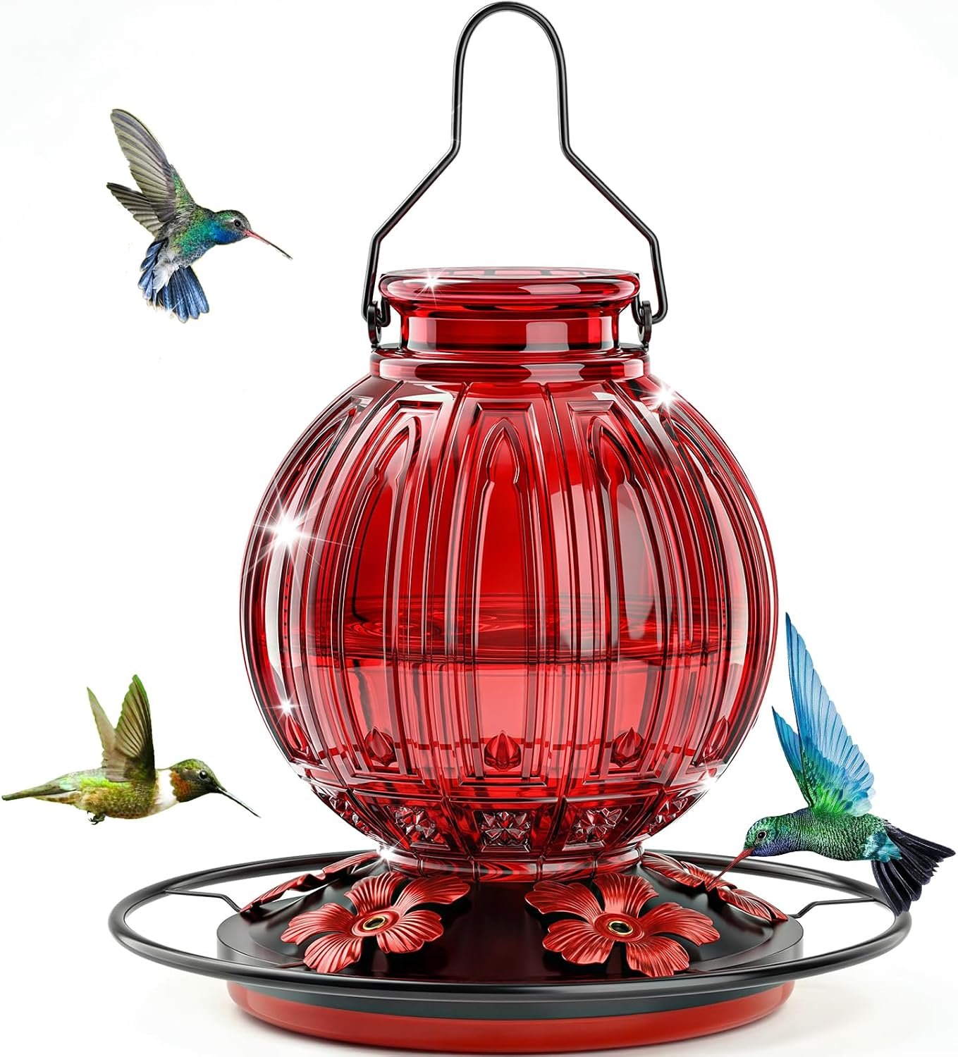 Glass Hummingbird Feeder for Outdoo...