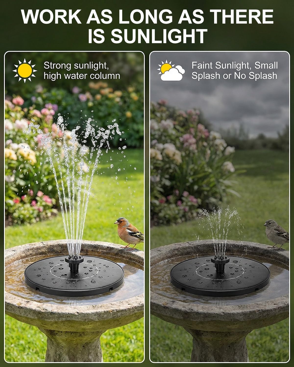 Solar Bird Bath Fountain – 2026 Newly Upgraded 1.4W Solar Pump with 7 Nozzles, Floating & Free-Standing, Solar Fountain for Bird Bath, Garden, Pond, Pool, Outdoor - Image 6