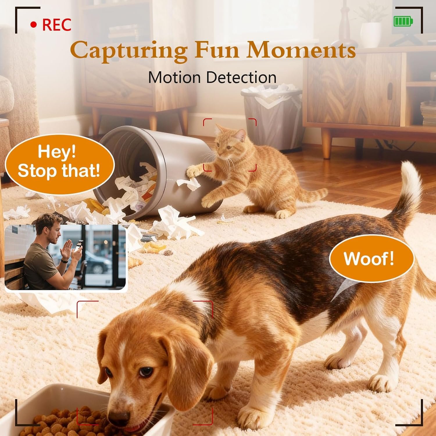 Yakry Automatic Dog Feeder with Camera - 8L/33 Cups Smart Pet Feeder for Small/Medium Dogs & Cats, 5GHz/2.4GHz WiFi App Control, 1080P HD Night Vision, 2-Way Audio, Timed Dry Food Dispenser Indoor - Image 5