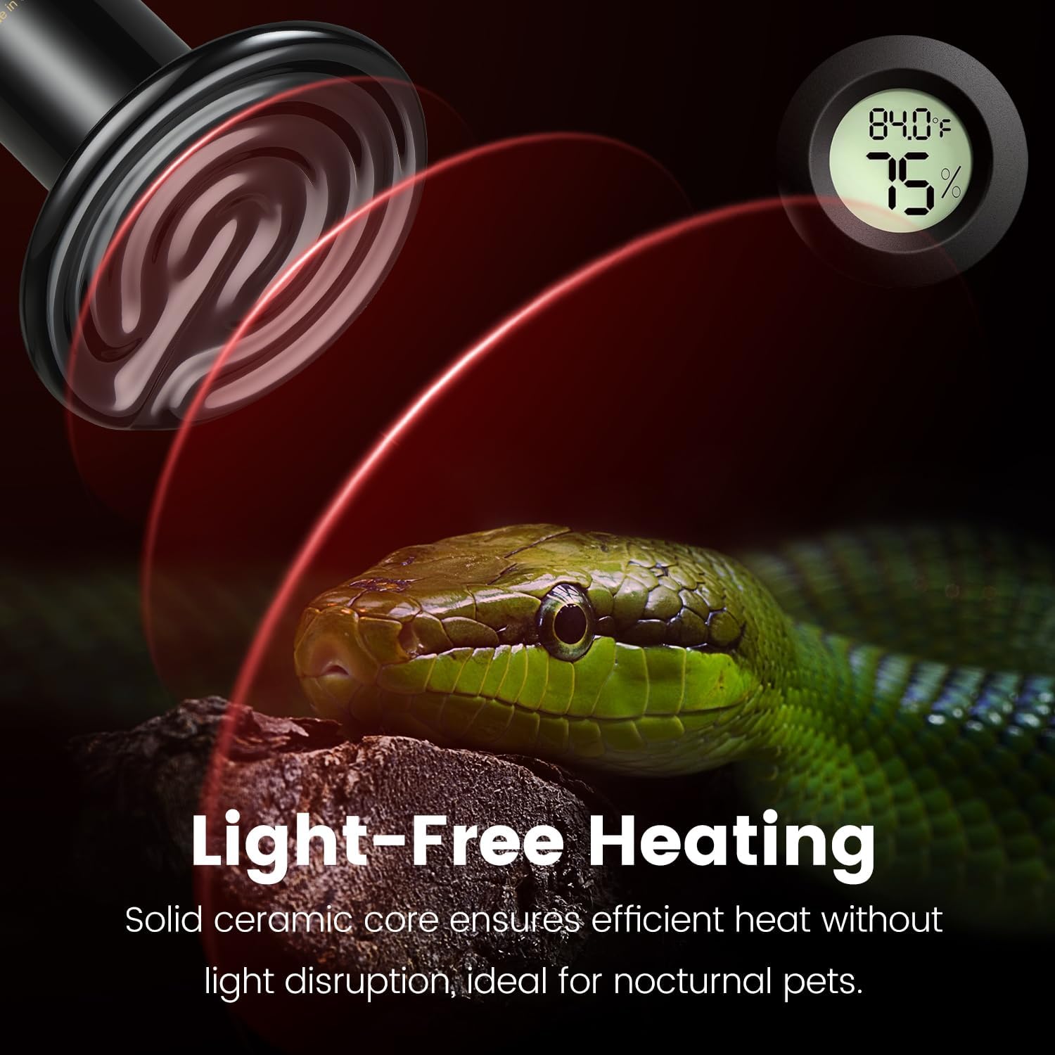 REPTITRIP Dual Reptile Light Fixture with 100W Daytime Heat Bulb & 100W Nighttime Ceramic Heat Emitter, 2 Independent Switches, Reptile Heat Lamp Combo Pack - No UVB - Image 4