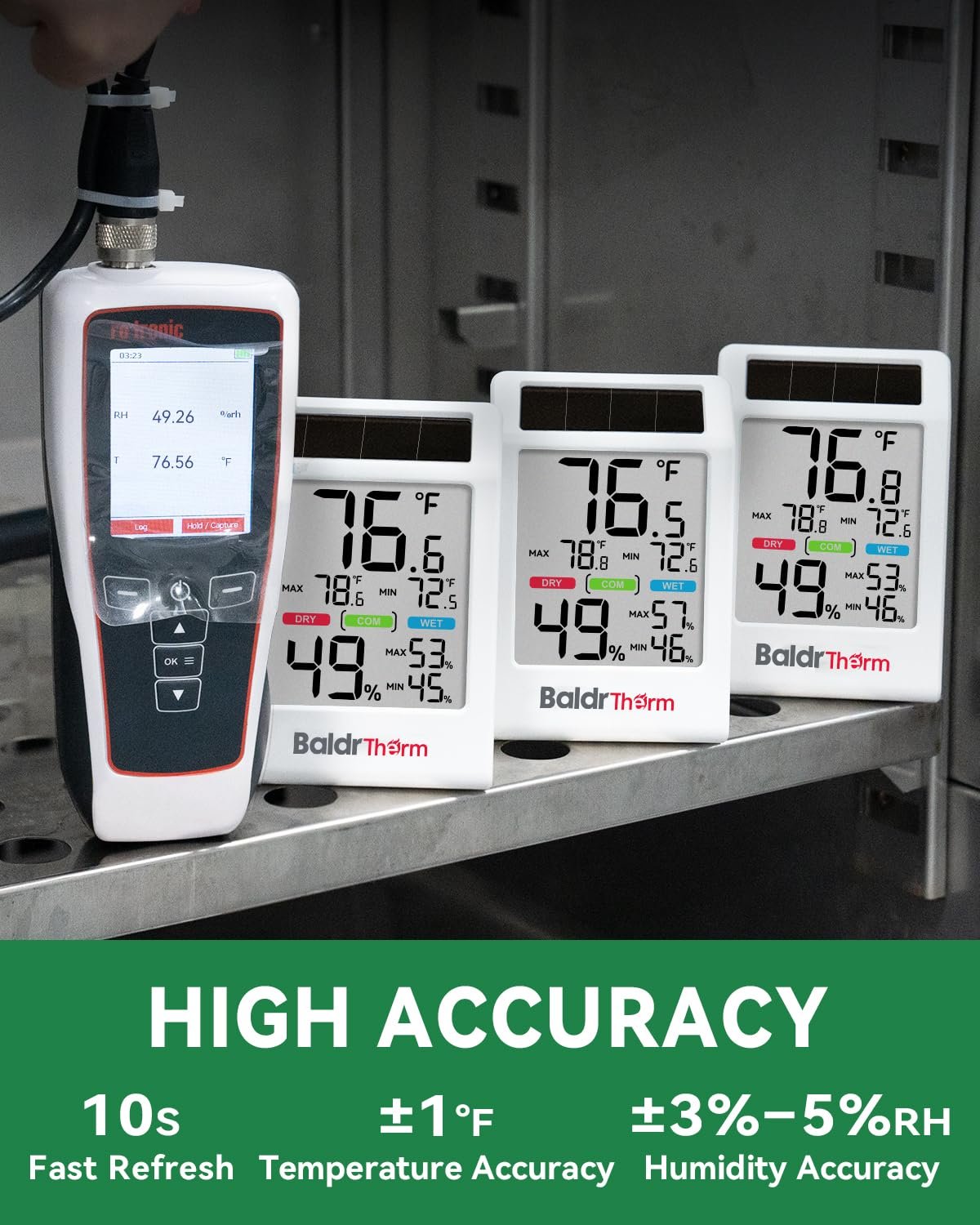 BALDR Indoor Thermometer Hygrometer, Solar Power with Battery Backup, Large Display, Daily Max/Min & Comfort Indicator Humidity Meter (White) - Image 4