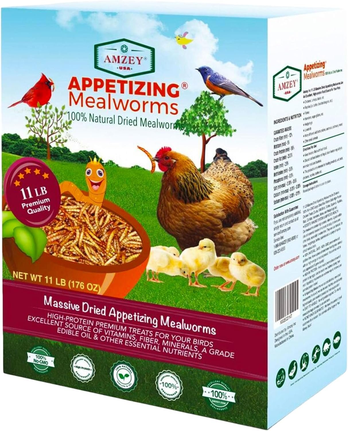 Amzey Dried Mealworms 11 LBS –...