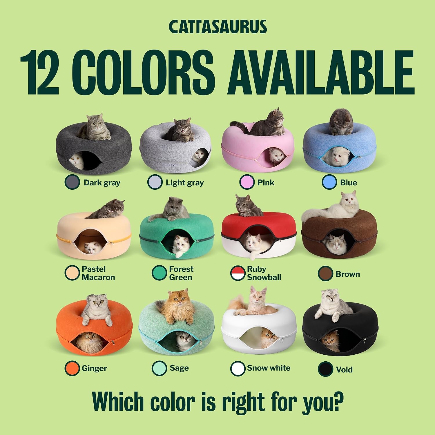 Cattasaurus Peekaboo Cat Cave Donut for Multiple & Large Cats up to 30-45 lbs, 3-in-1 Self Warming Cat Bed, Tunnel & Scratcher for Indoor Cats, Washable & Detachable Small Dog Bed (Blue, Large) - Image 8