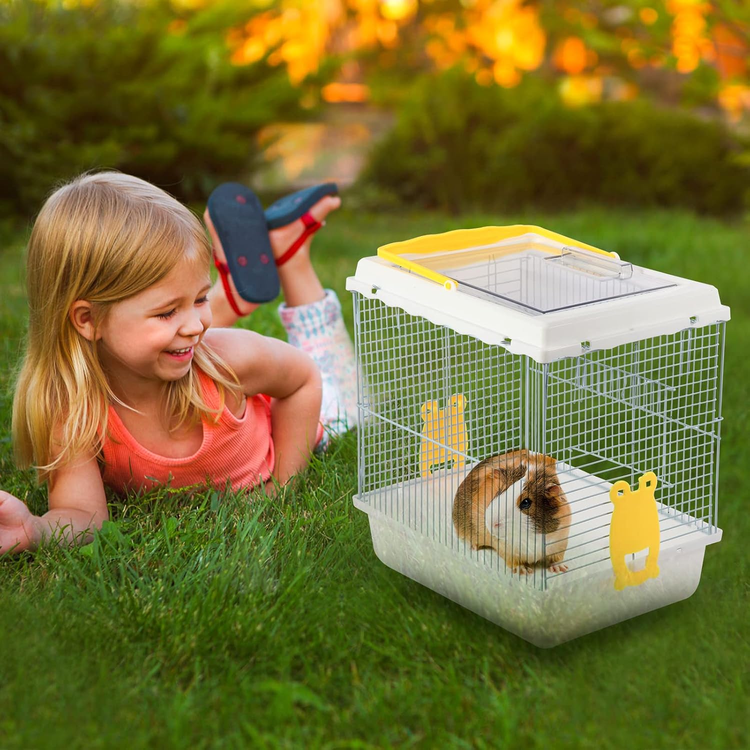 Hamster Travel Portable Carrier Cage Small Animal Carry Case | with Water Bottle&foodbowl& for Dwarf Hamster,Ferrets,Hedgehog,Chinchilla(White) - Image 5