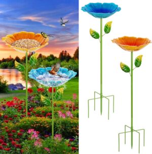 2 Pack Bird Baths for Outdoors, Col...