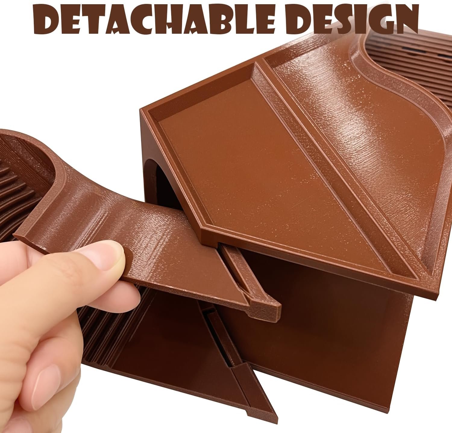 Hermit Crab Accessories Set – 3-in-1 Hideout with Climbing Tunnel & Burrow Cave, Reptile Hide for Leopard Gecko, Also Suits Small Snakes, Frogs, and Amphibians(Brown) - Image 4
