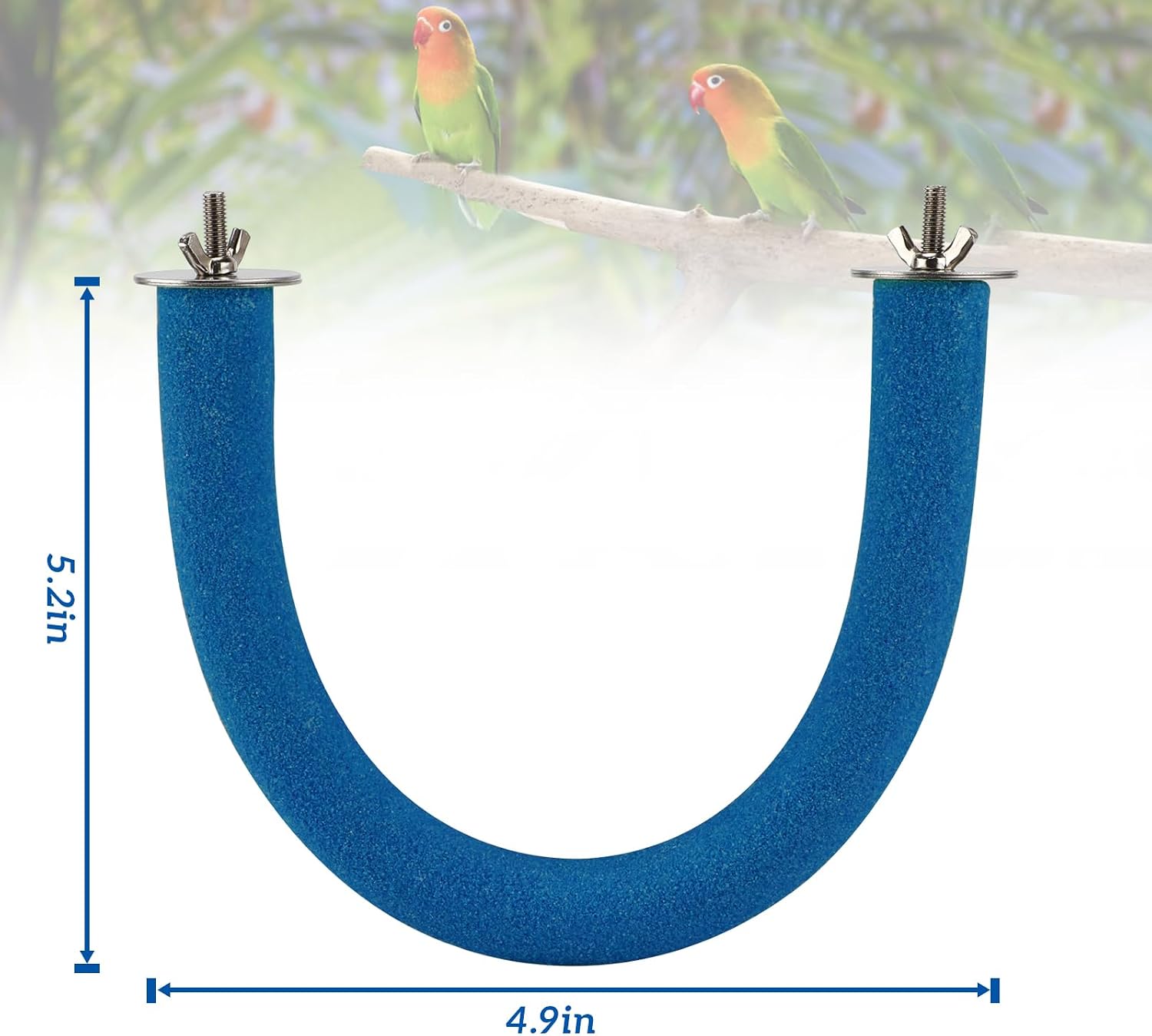 Rypet Parrot Perch Rough-surfaced - Quartz Sands Bird Cage Perches for Small Parakeets Cockatiels, Conures, Macaws, Parrots, Love Birds, Finches Cages Toy, U Shape - Image 2