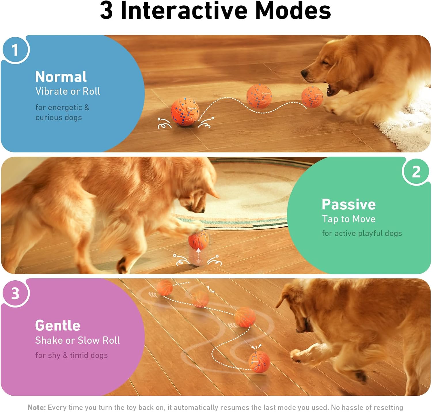 Cheerble Smart Interactive Dog Toy, Wicked Ball AIR, Automatic Moving, Bouncing, Rotating, IPX7 Waterproof Rating, Active Rolling Ball for Puppy, Medium and Large Dogs - Image 4