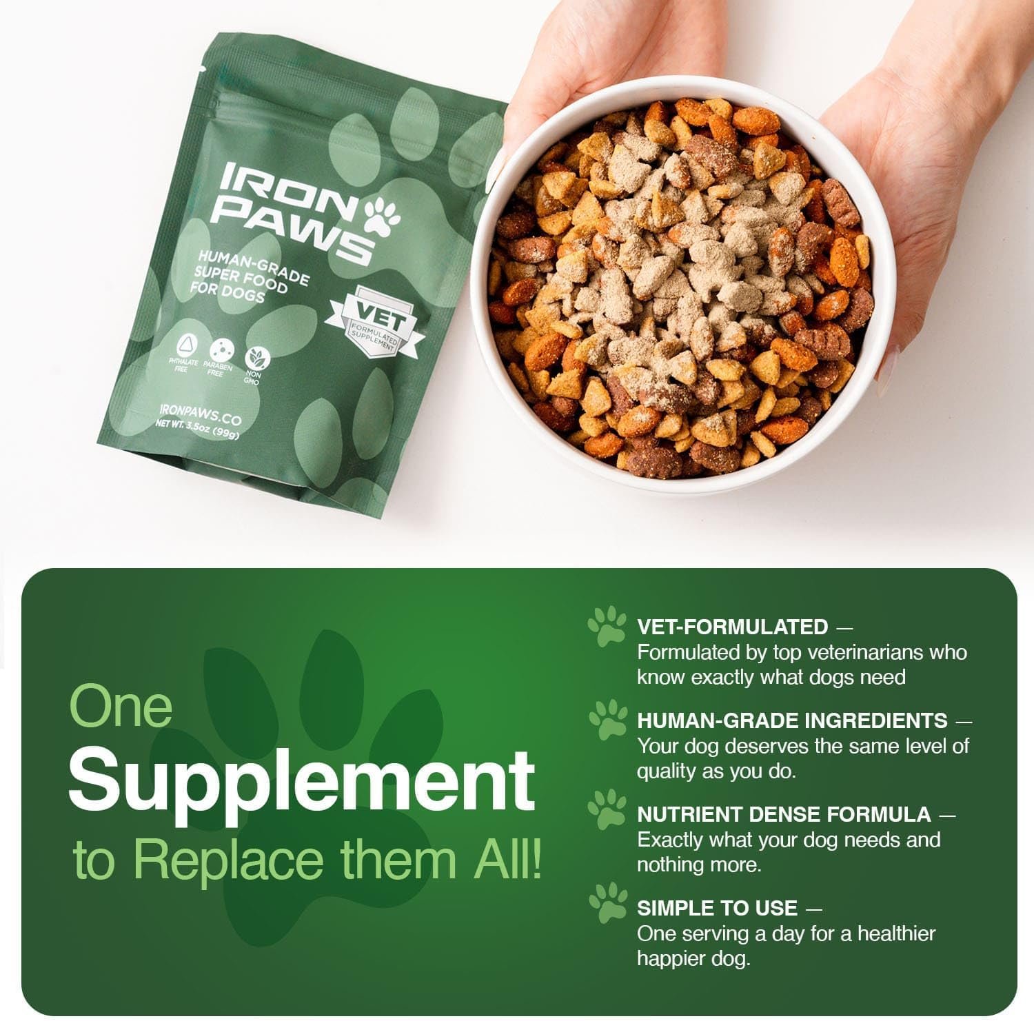 Human-Grade Superfood For Dogs, Premium Greens Powder Supplement For Dental Health, Longevity, Hip & Joint, Gut Health, Allergies, Immune Support, Skin & Coat - 3.5 oz Nutrient Dense Formula - Image 6