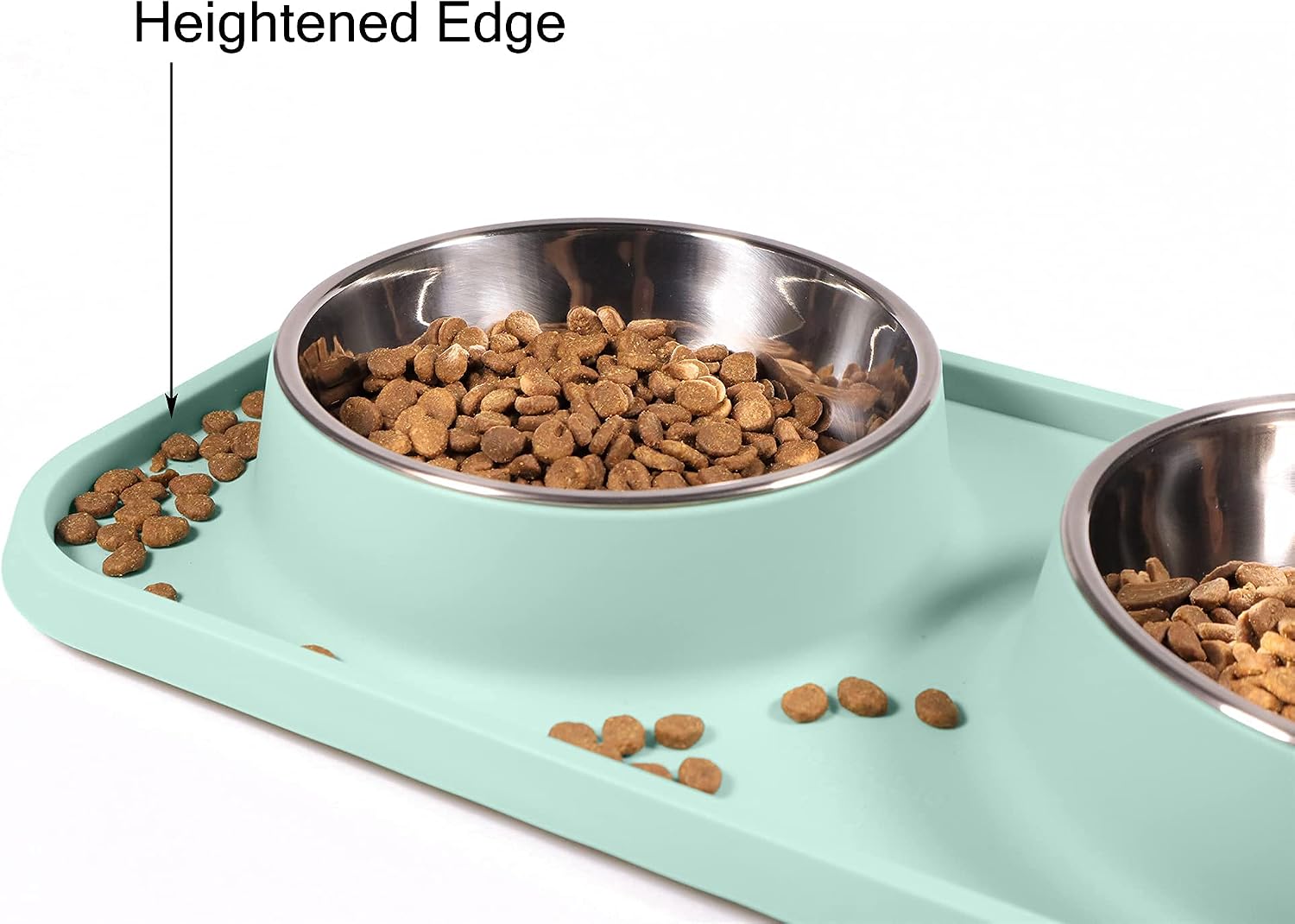 L.D.Dog Cat Food Bowls, Cat Bowls Non-Skid and Non-Spill Silicone Pads with PP Stand, Removable Stainless Steel Food and Water Dishes for Cats, Small Size Dogs - Image 2