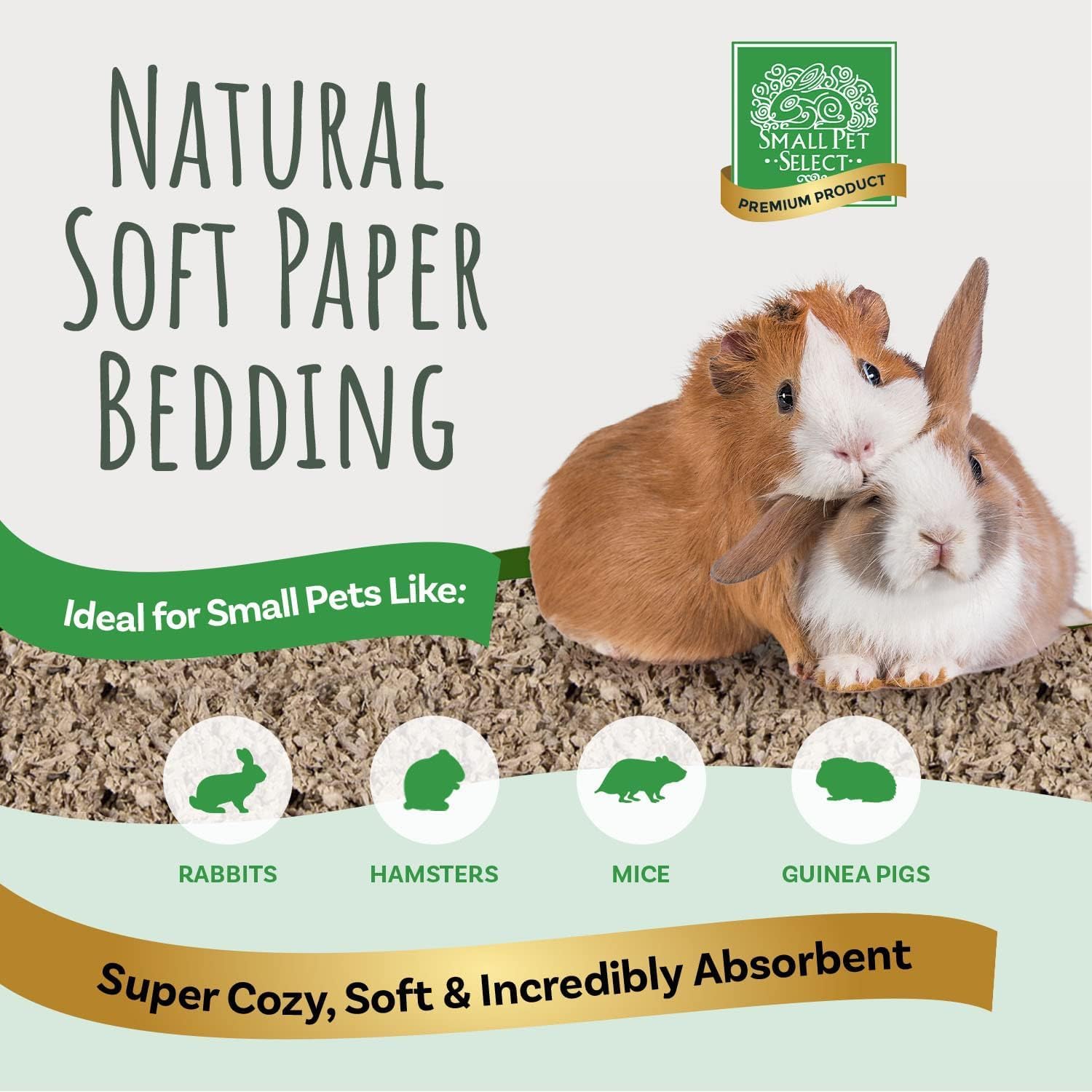 Small Pet Select Premium Soft Paper Bedding, Beige, 56 L | Natural Absorbent Bedding, Odor Control, Made in USA, For Indoor & Outdoor Rabbits, Guinea Pigs & Small Pets - Image 2