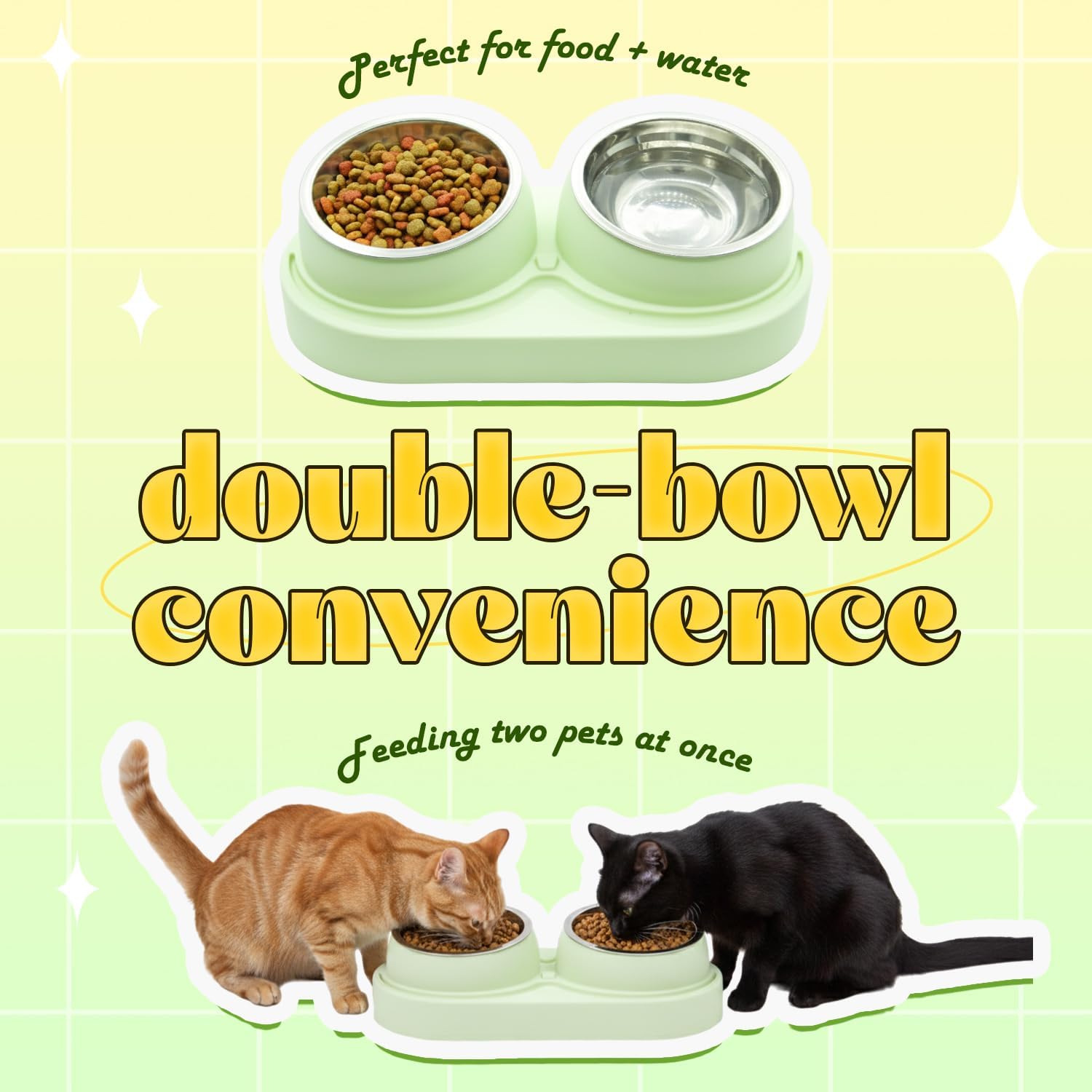 Non-Slip Tilted Double Dog & Cat Bowl with Removable Inserts, Anti-Tip Dual Food and Water Feeder for Small Dogs and Cats, Easy to Clean (Pastel Green) - Image 3