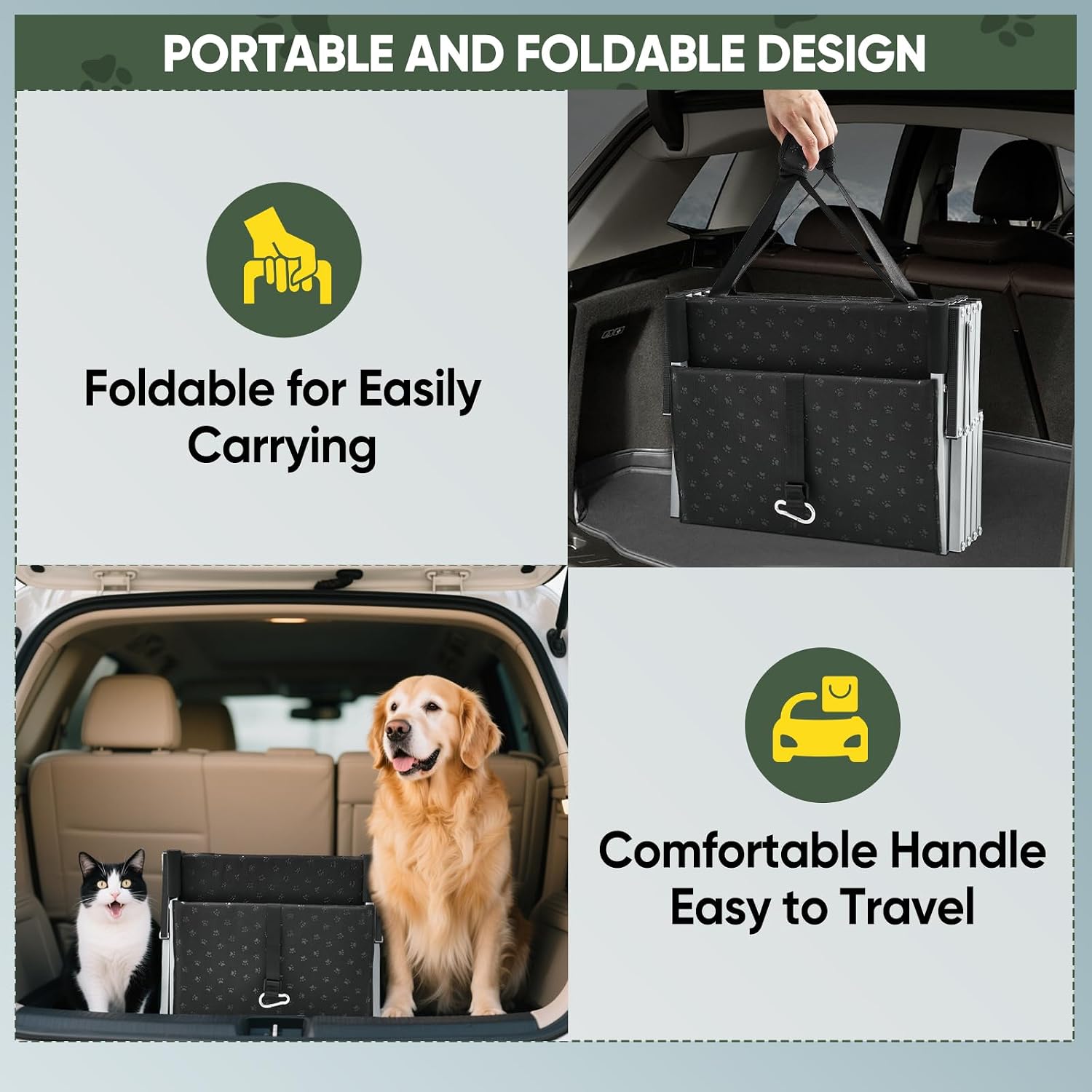 Sakerplus Dog Stairs for Car, 17.7inch Wide Foldable Dog Ramps with Non Slip Surface, Portable Pet Steps for SUV, High Beds, Truck, Support Up to 200lb, 5 Steps - Image 8