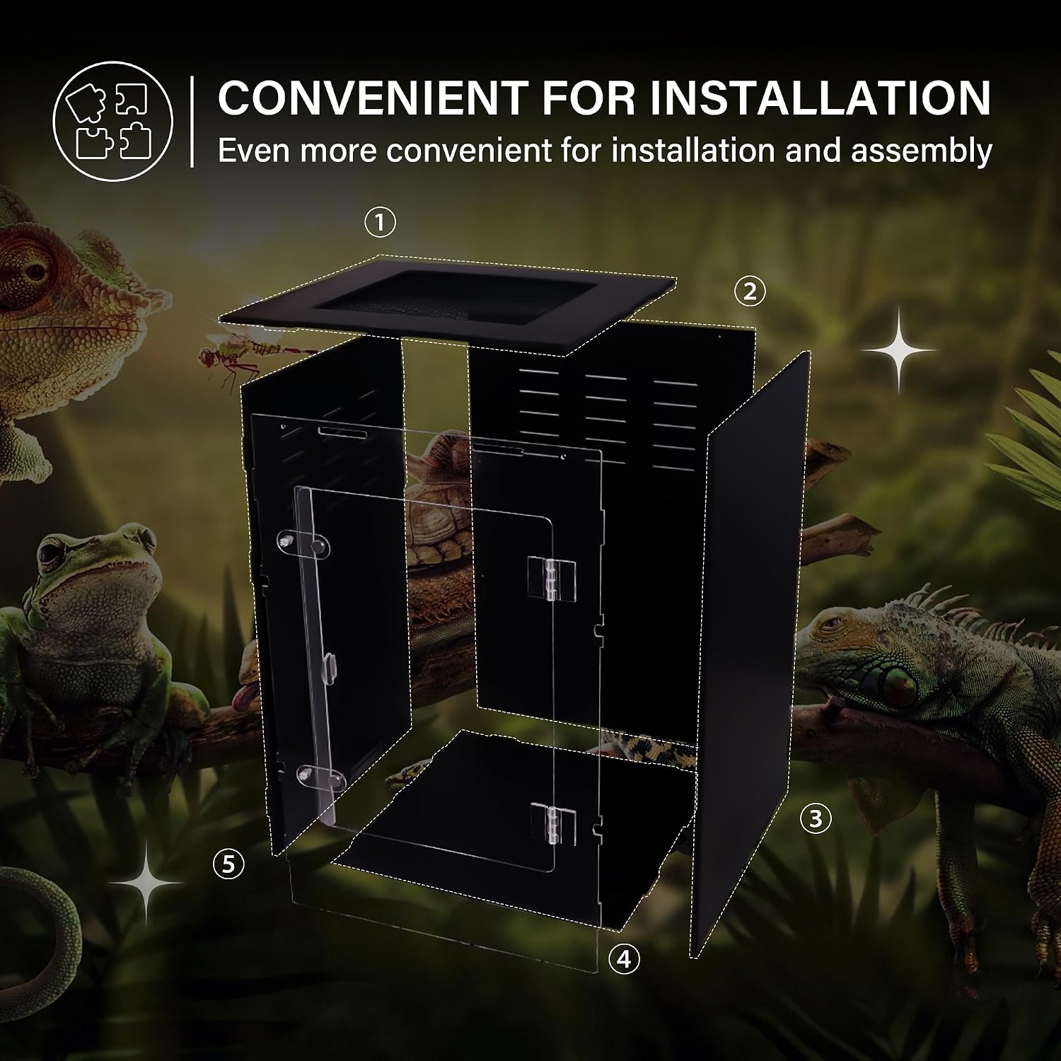 Reptile Enclosure for Crested Gecko – 12x12x18 Acrylic Reptile Tank for Gecko, Snake, and Lizard – PVC Terrarium for Small Pets - Image 5