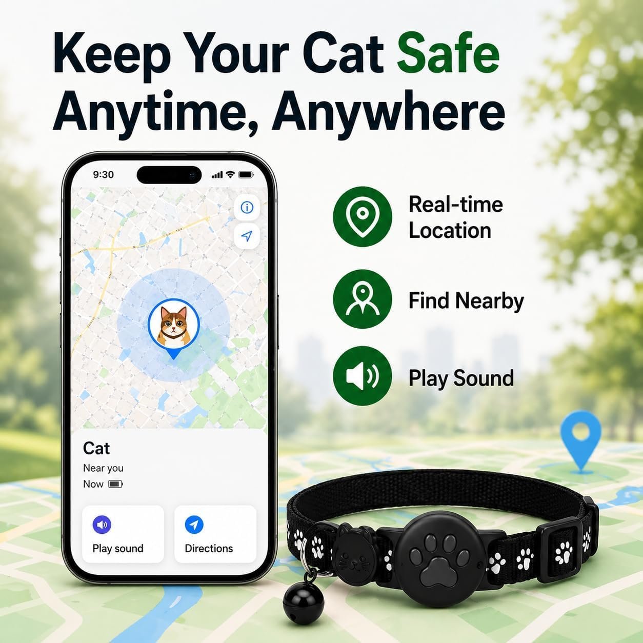 GPS Tracker for Cats, Cat Collar with Tracker for Android Users – No Monthly Fee, Google Find Hub Cat GPS Tracker Collar, IP67 Waterproof, Replaceable Battery Lasts 1 Year (Not Standalone GPS) (Black) - Image 8