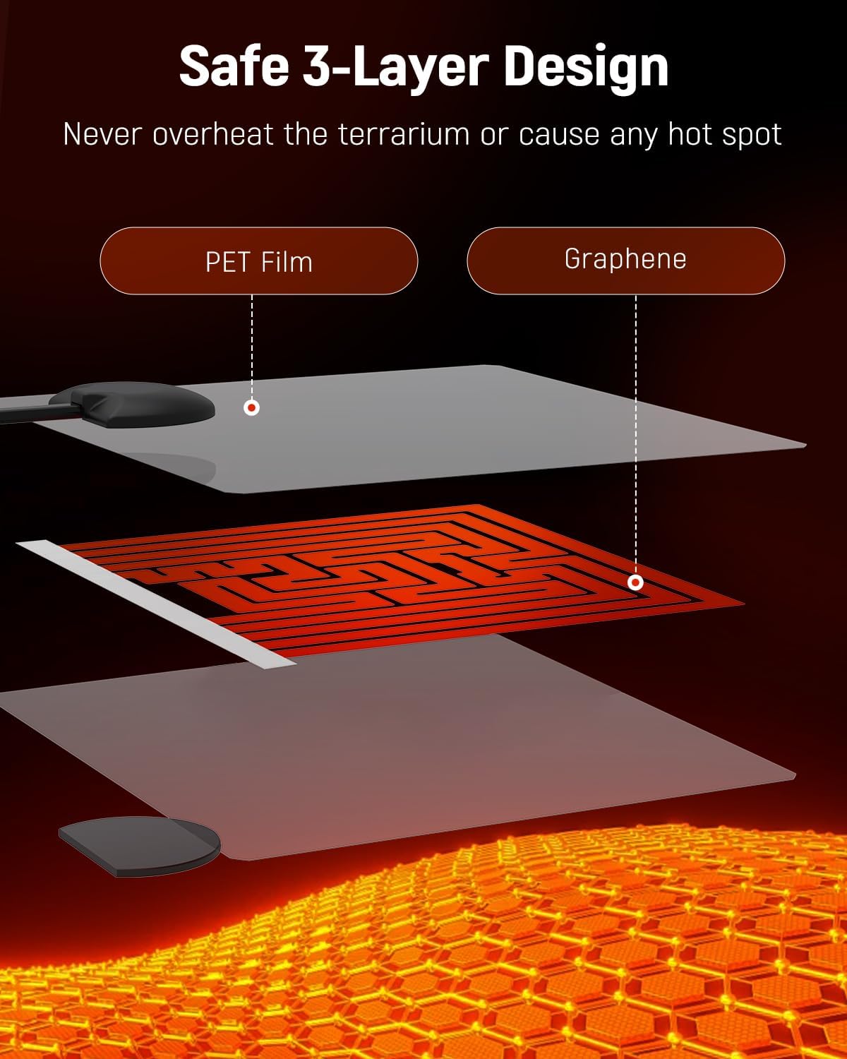 Pawfly 5 W Reptile Heat Pad 6 x 5.5 Inch Reptile Heating Pad Under Tank Terrarium Safe Fast Heating Mat Heat Mat for Turtles Frogs Snakes Lizards Geckos Hermit Crabs Spiders & Other Reptiles - Image 4