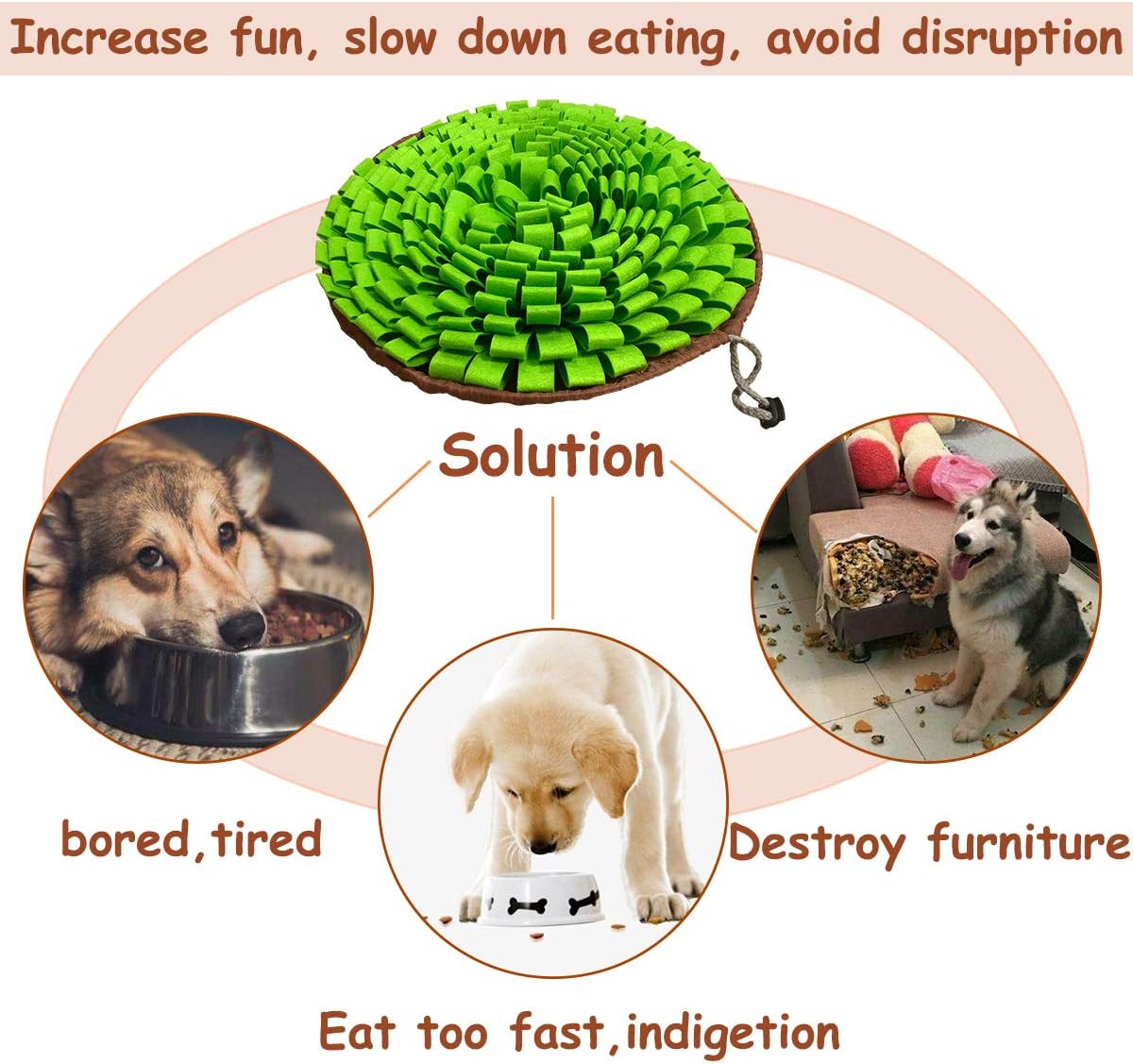 Pet Snuffle Mat for Dogs,Interactive Feed Puzzle for Boredom,Encourages Natural Foraging Skills for Cats Rabbits Dogs Bowl, Dog Treat Dispenser Indoor Outdoor Stress Relief,Travel Portable and Compact - Image 4