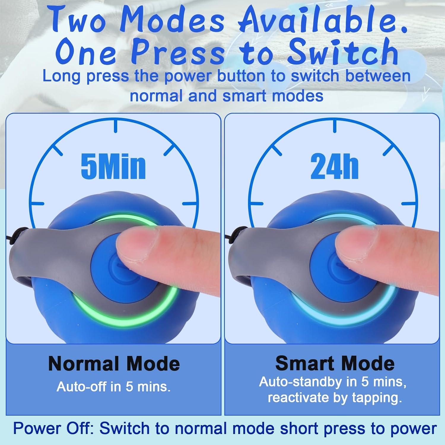 BABORUI Interactive Cat Toy Ball - Automatic Interactive Cat Toys for Indoor Cats with 3 Tails, 2 Speeds Rechargeable Cat Enrichment Toys for Small/Medium/Large Cats to Keep Them Busy(Blue) - Image 3