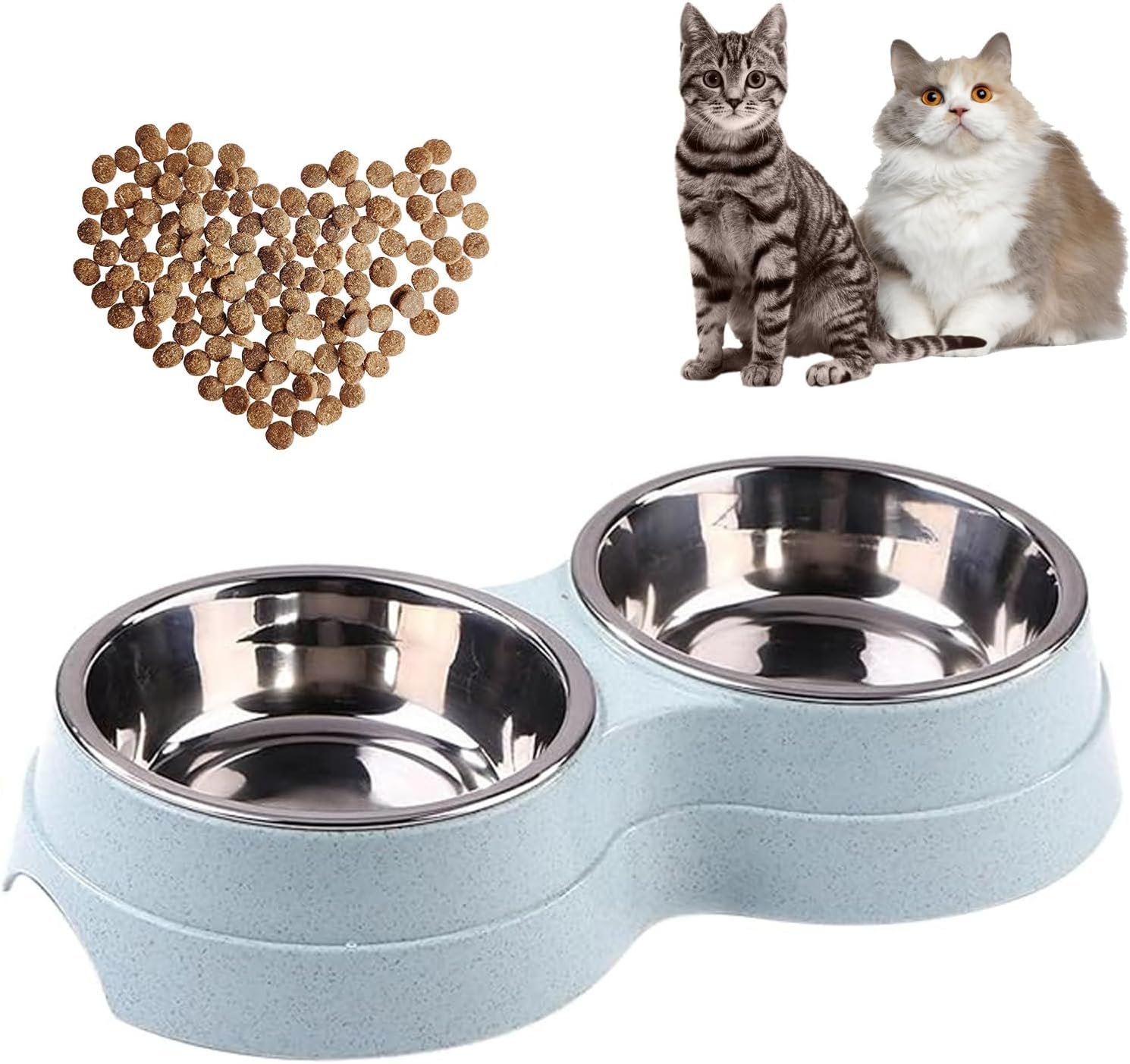 Double Cat Food Bowl -Stainless Ste...