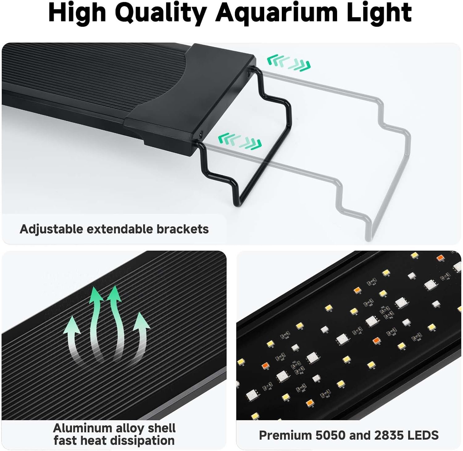 AQQA LED Aquarium Light, 24/7 & DIY Mode Full Spectrum Fish Tank Light | Adjustable Timer/Brightness, Extendable Bracket Aquarium Plant Light, Memory Function, IP68 Waterproof, for 18–24 Inch Tank - Image 6