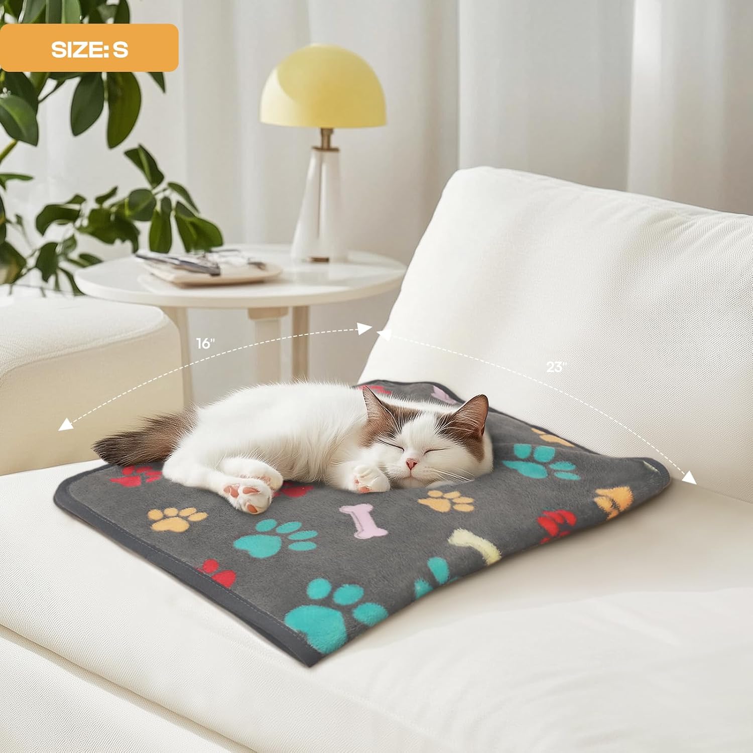 Luciphia 1 Pack 3 Blankets Fluffy Premium Fleece Pet Blanket Flannel Paw Printed Throw for Dog Cat(Small 23x16'', Grey/Brown/Blue) - Image 5