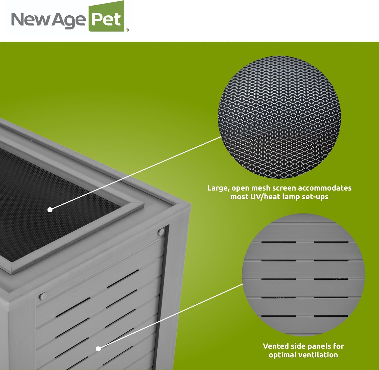 New Age Pet ECOFLEX Small 24" Reptile Habitat Enclosure, Glass Front Terrarium for Snakes, Lizards & Tortoises, in Maple or Grey, Easy to Clean, Front Access Design - Image 8