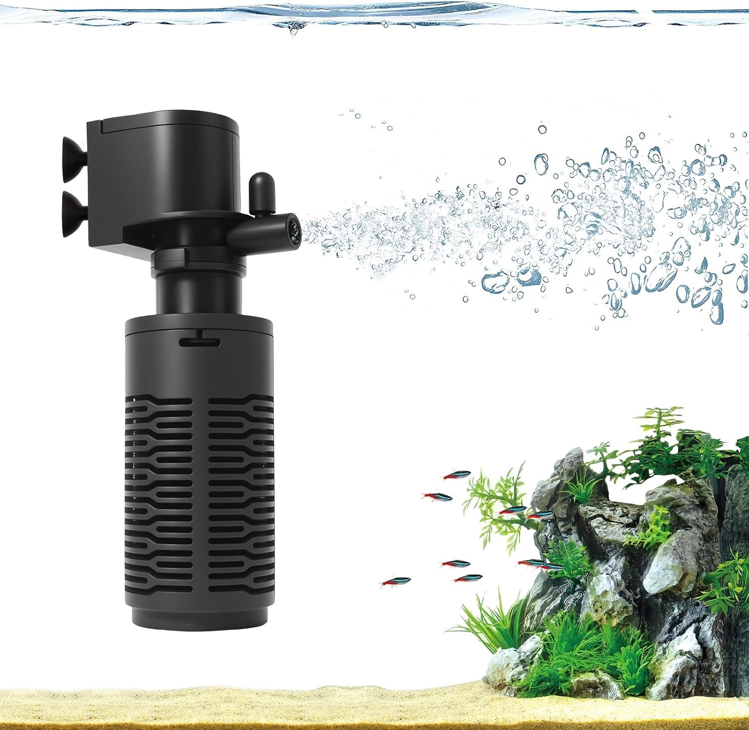 Aquarium Filter for 5-10 Gallon Tank – Ultra Quiet Submersible Filter Pump, 4W Energy Efficient, Adjustable Flow, Easy to Install, for Freshwater Fish and Small Aquariums - Image 2