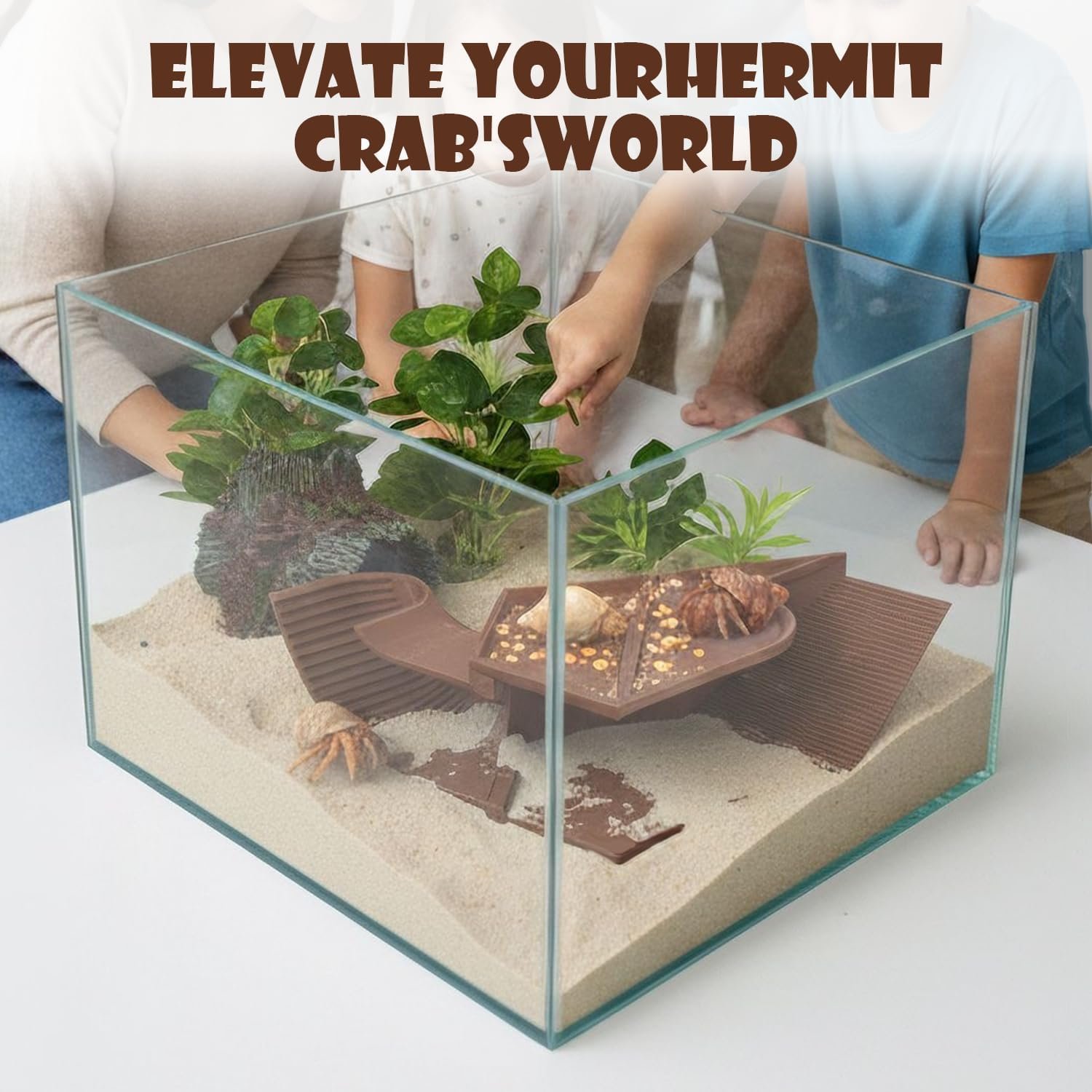Hermit Crab Accessories Set – 3-in-1 Hideout with Climbing Tunnel & Burrow Cave, Reptile Hide for Leopard Gecko, Also Suits Small Snakes, Frogs, and Amphibians(Brown) - Image 5