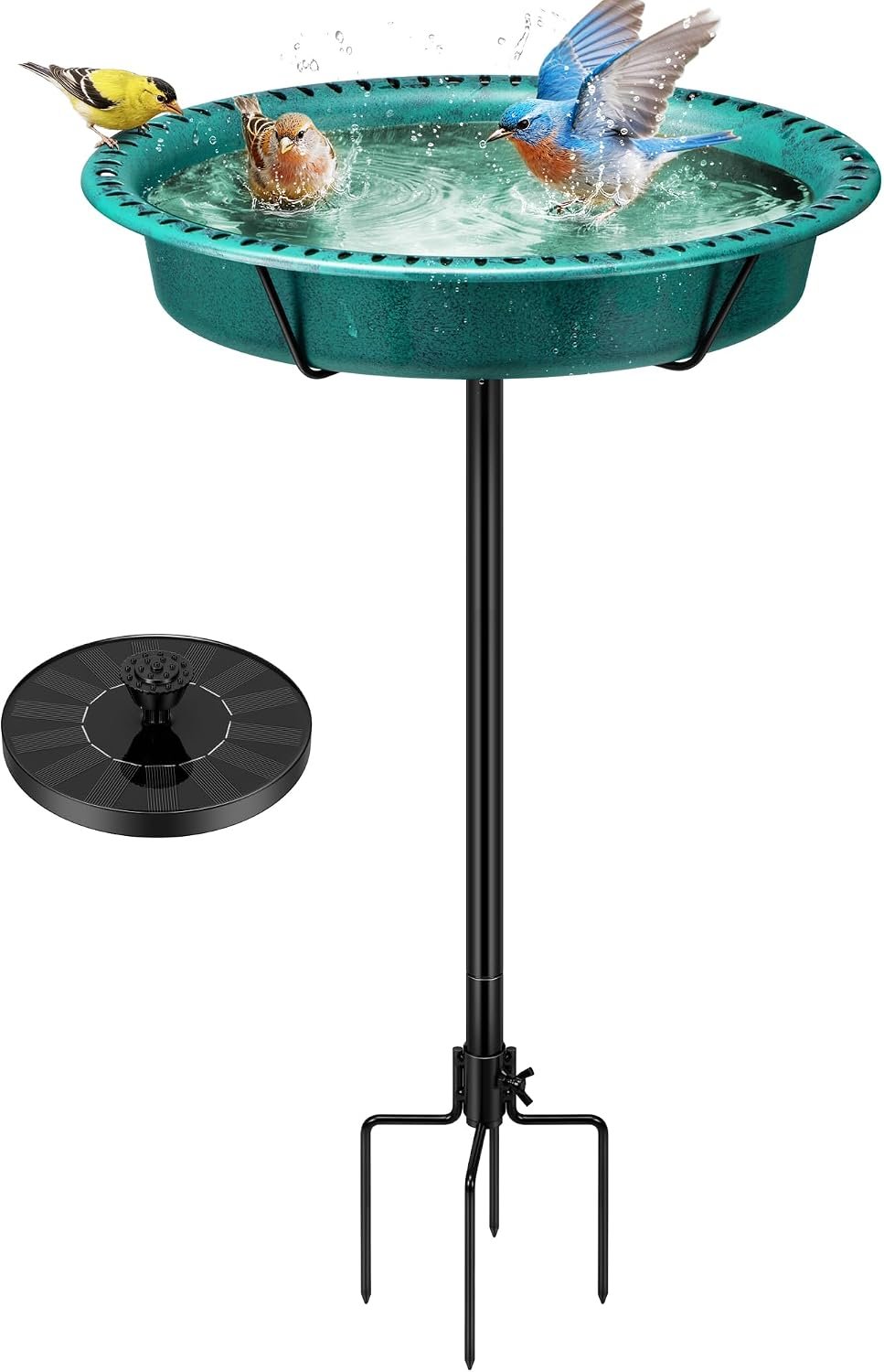 VIVOHOME Oval Bird Bath with Solar ...