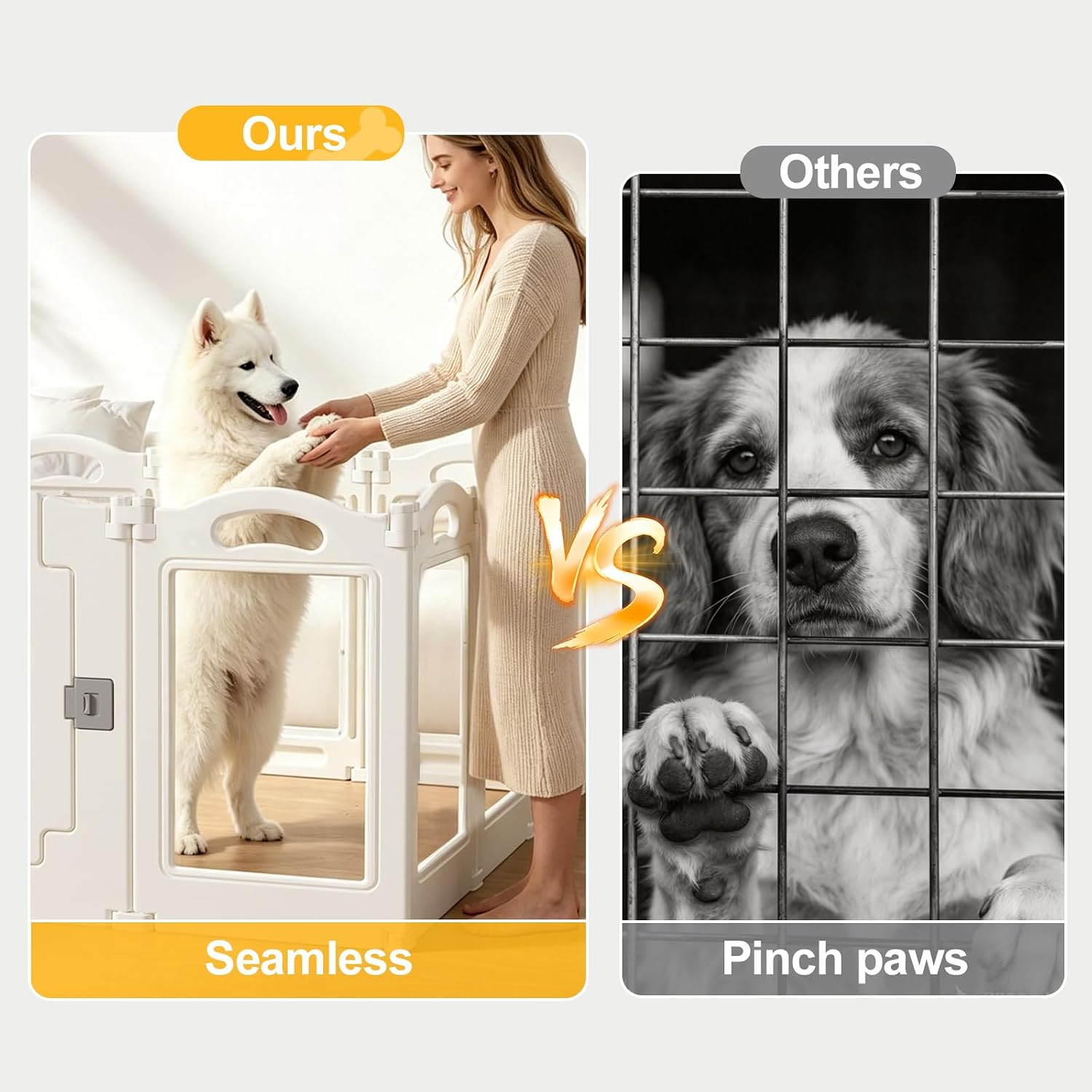 Foldable Clear Acrylic Dog Playpen with Door, 23.6" Acrylic Puppy Playpen, Easy Assemble Indoor Pet Fence with White Frame, Clear Dog Playpen for Puppies & Animal (White, 23.6‘H, 12 Panels + 1 Door) - Image 5