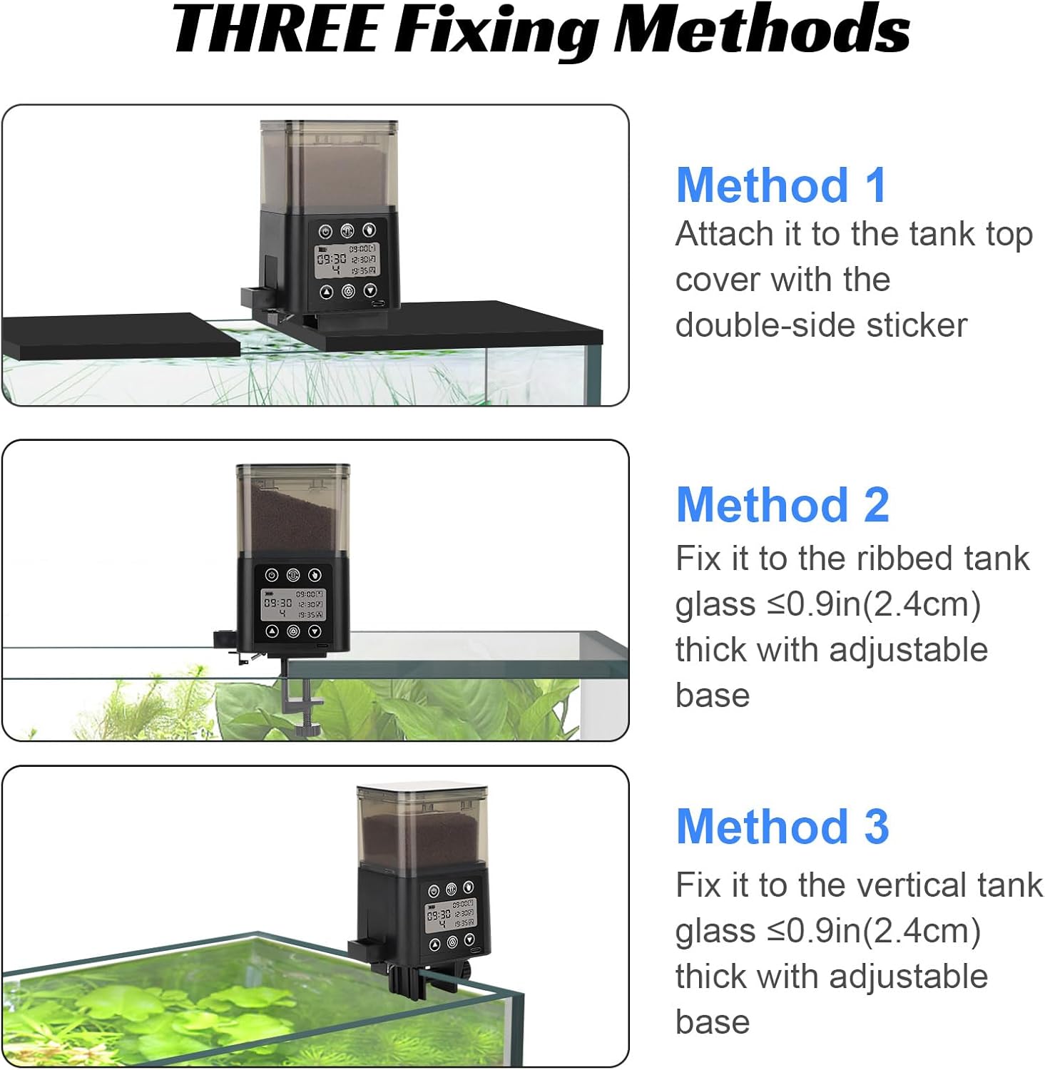fishkeeper USB Automatic Fish Feeder for Aquarium, 320ML for 3~6 Months | Large Capacity Fish Feeder Automatic Dispenser with LCD Display, Programmable Timer, Adjustable Feeding Frequency and Amount - Image 3