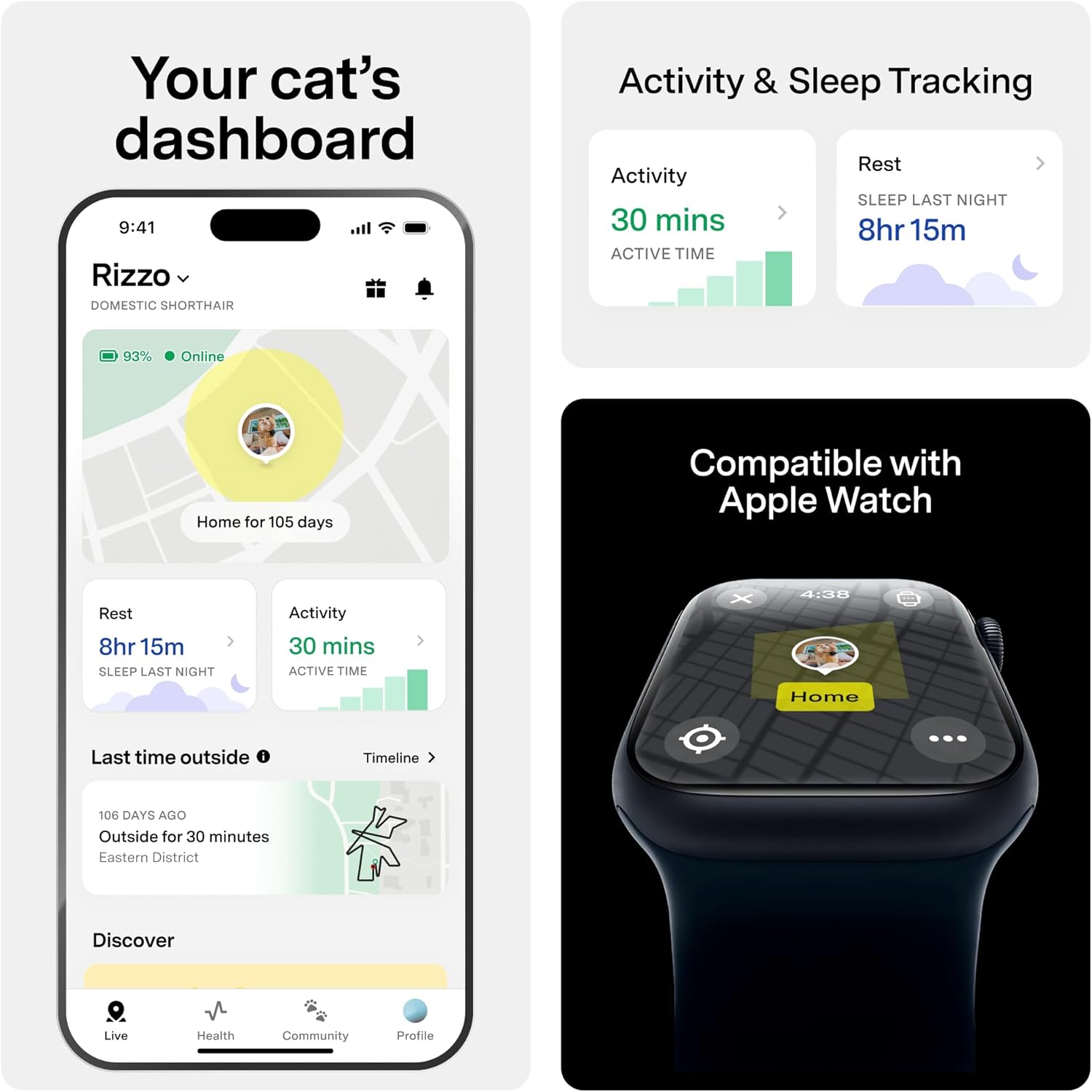 Fi Mini GPS Tracker for Cats — Lightweight Collar Attachment, Virtual Fences, Escape Alerts, Step & Health Tracking, Waterproof Cat Tracker — 6-Month Membership Included - Image 3