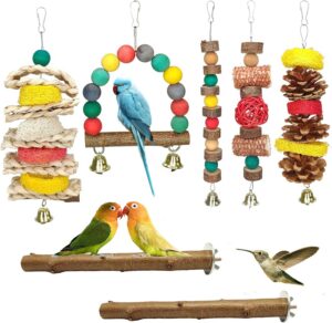 JOREWOOD 7 Pcs Natural Wood Bird To...